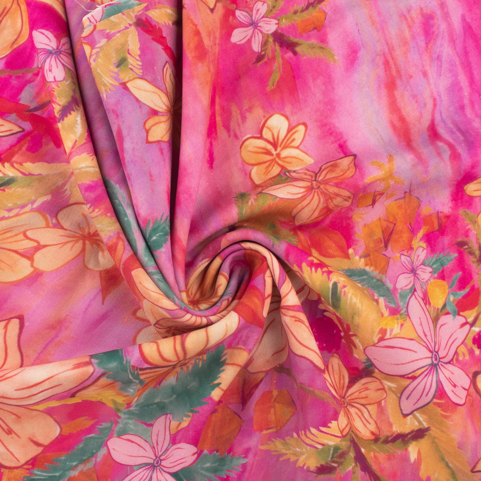 Mix of printed rayon and Linen - SUMMER ESSENTIALS - 004 - Pink - Image 2