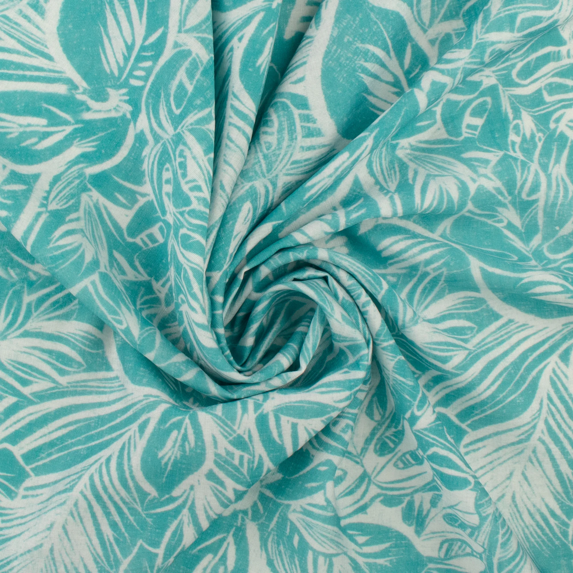 Mix of Printed Rayon and Nylon - HAVANA II - 006 - Turquoise - Image 2