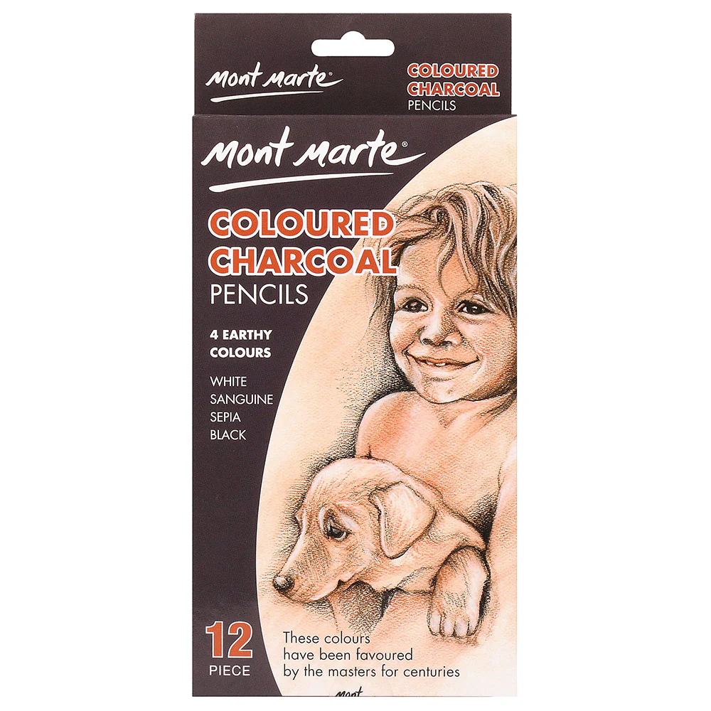 MONT MARTE Coloured Charcoal Pencils - 12pcs
