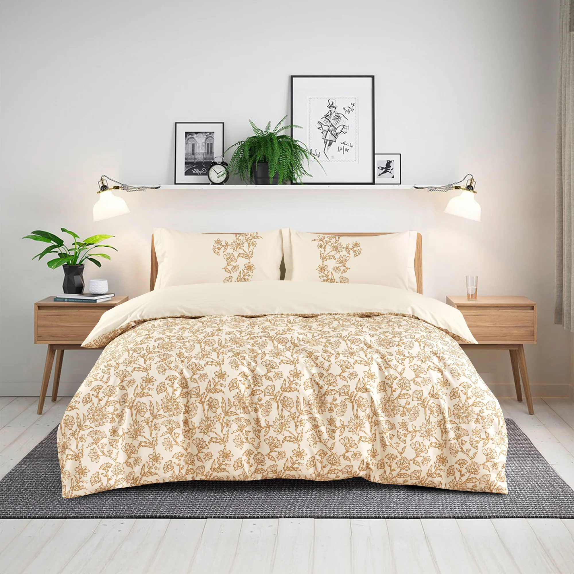 Montebello 3 pcs Comforter set - Ornamental Meadow - Taupe - Image 2