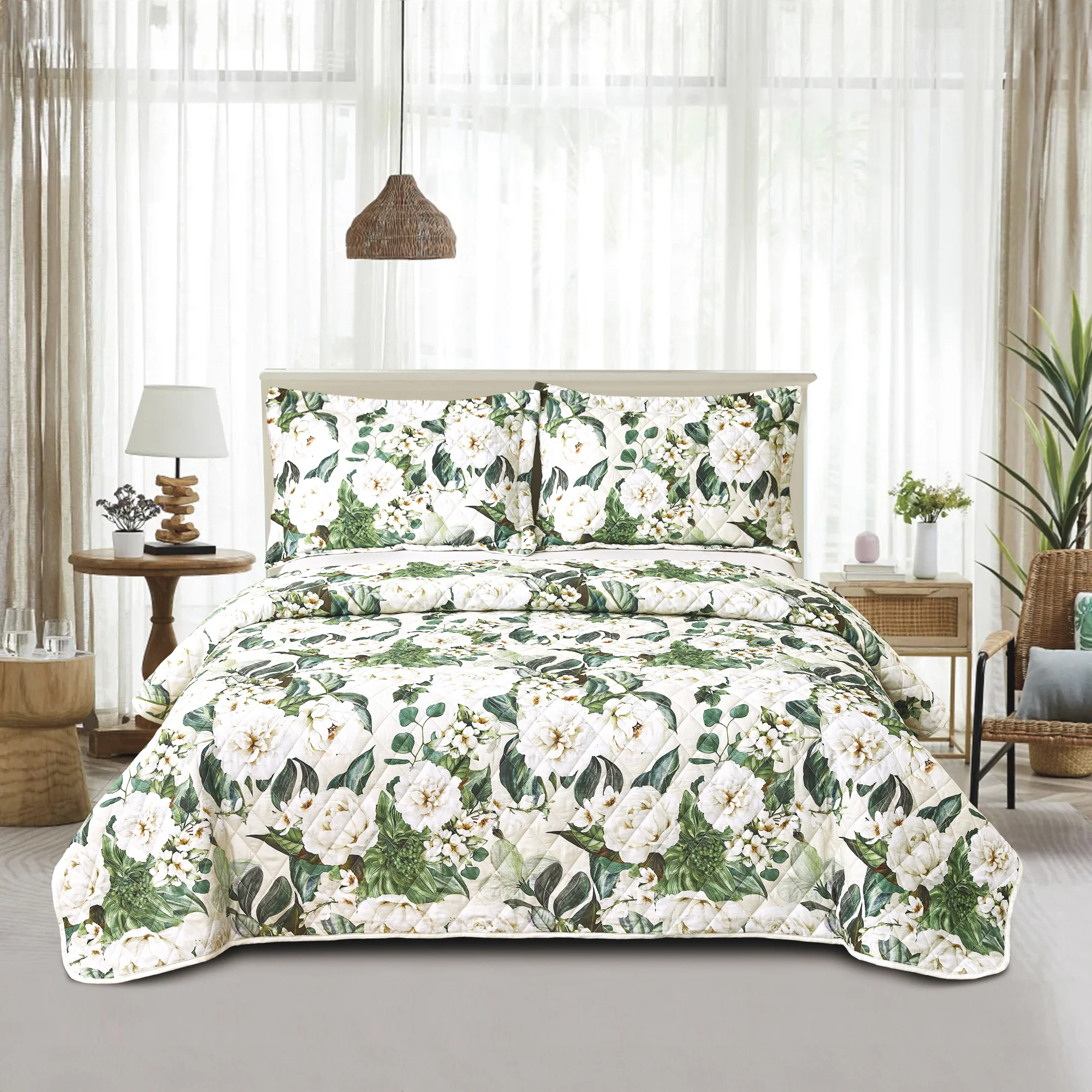 Montebello 3 pcs Quilt set - Garden - Green - Image 2