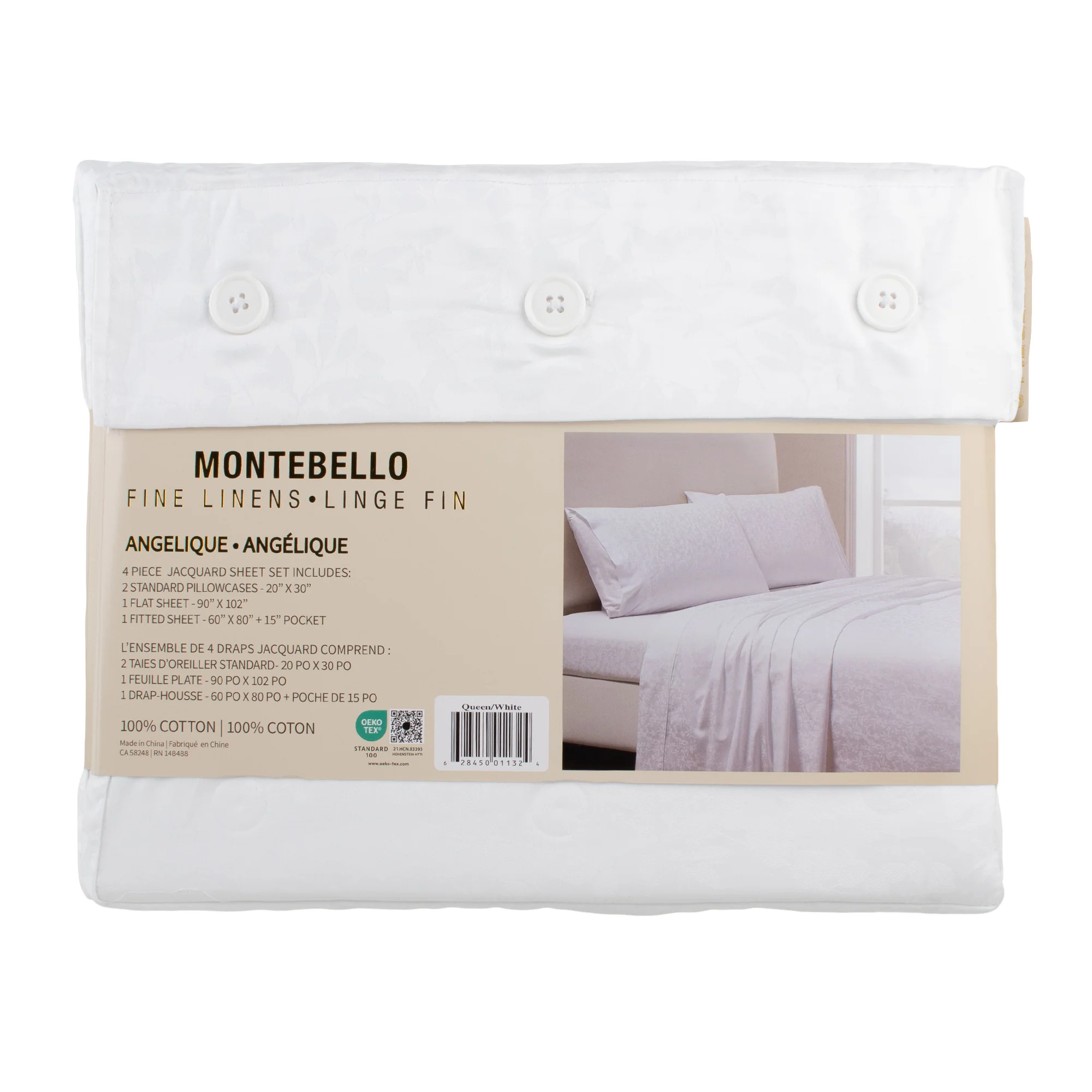 Montebello - 400 Thread Count Sheet Set - White - Image 2