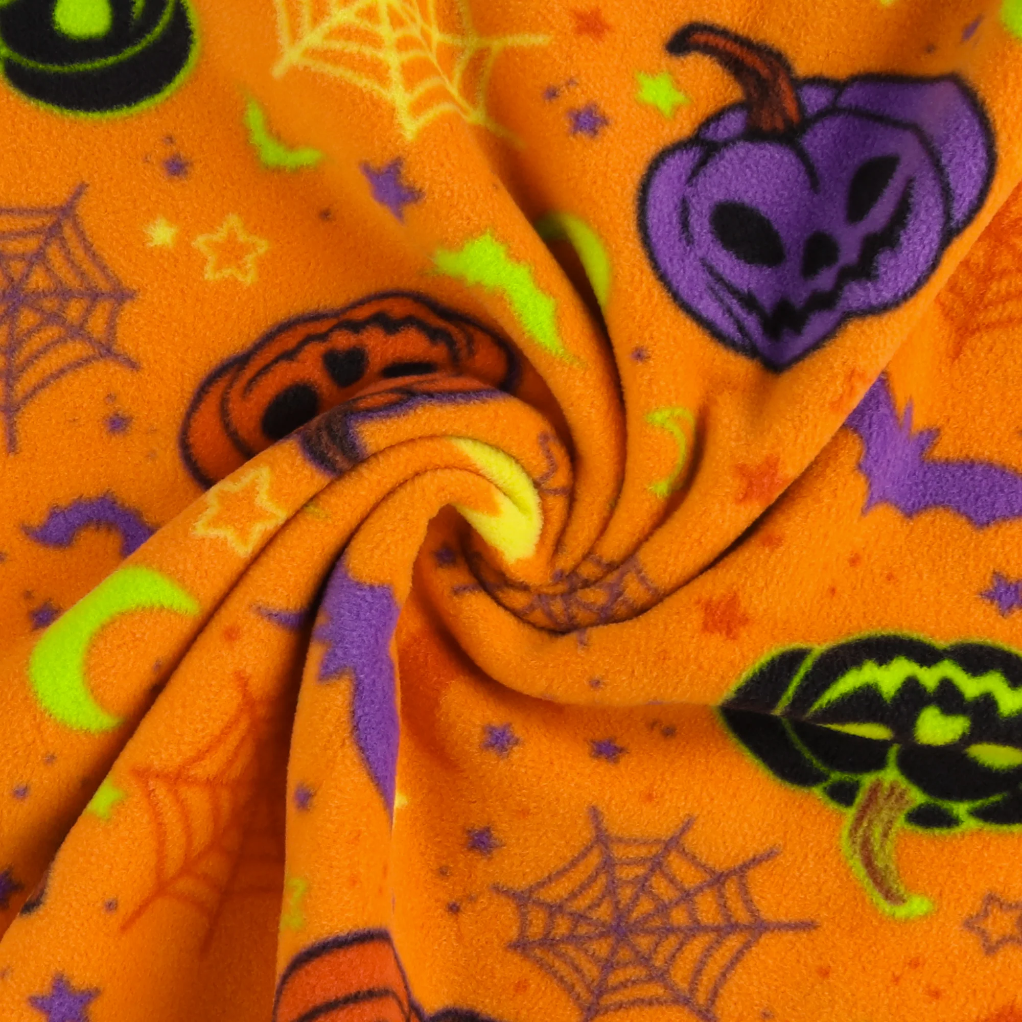 Mountain Fleece Prints - Happy Halloween - 044 - Orange - Image 2