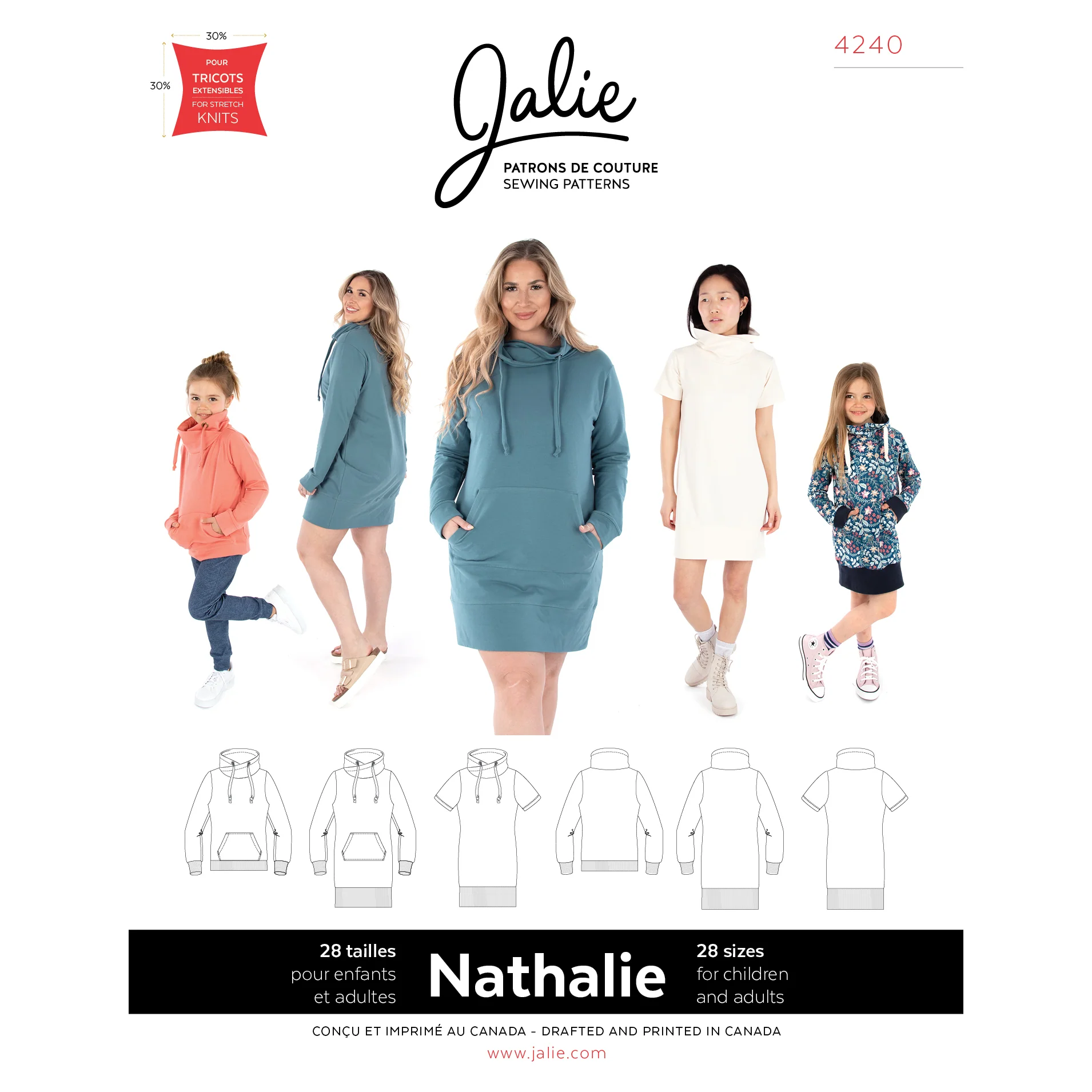 NATHALIE Wrap funnel neck sweatshirt and tunic