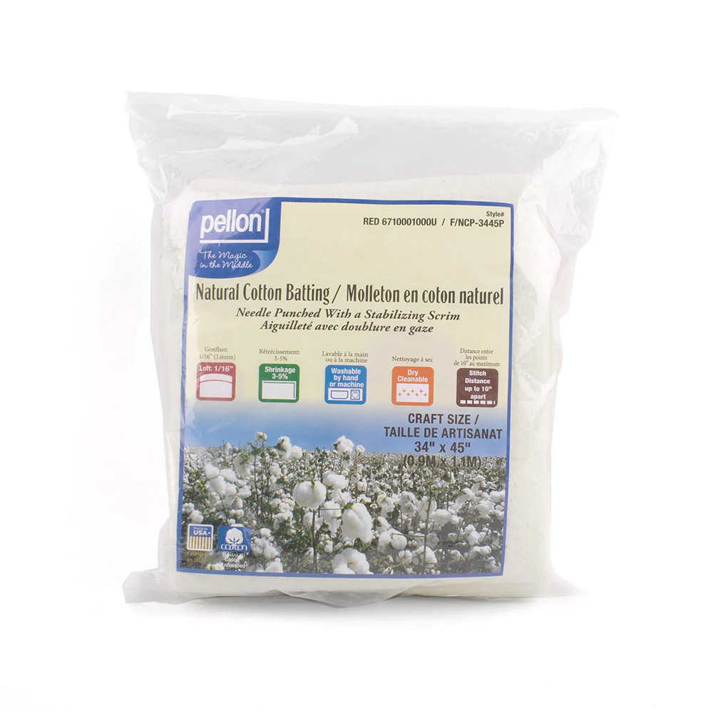 Natural Cotton Batting Needle Punched Craft Pack With Scrim 34'' X 45''