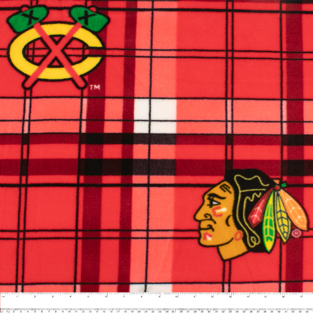 NHL Fleece Print - Chicago Blackhawks - Plaids - Red - Image 2