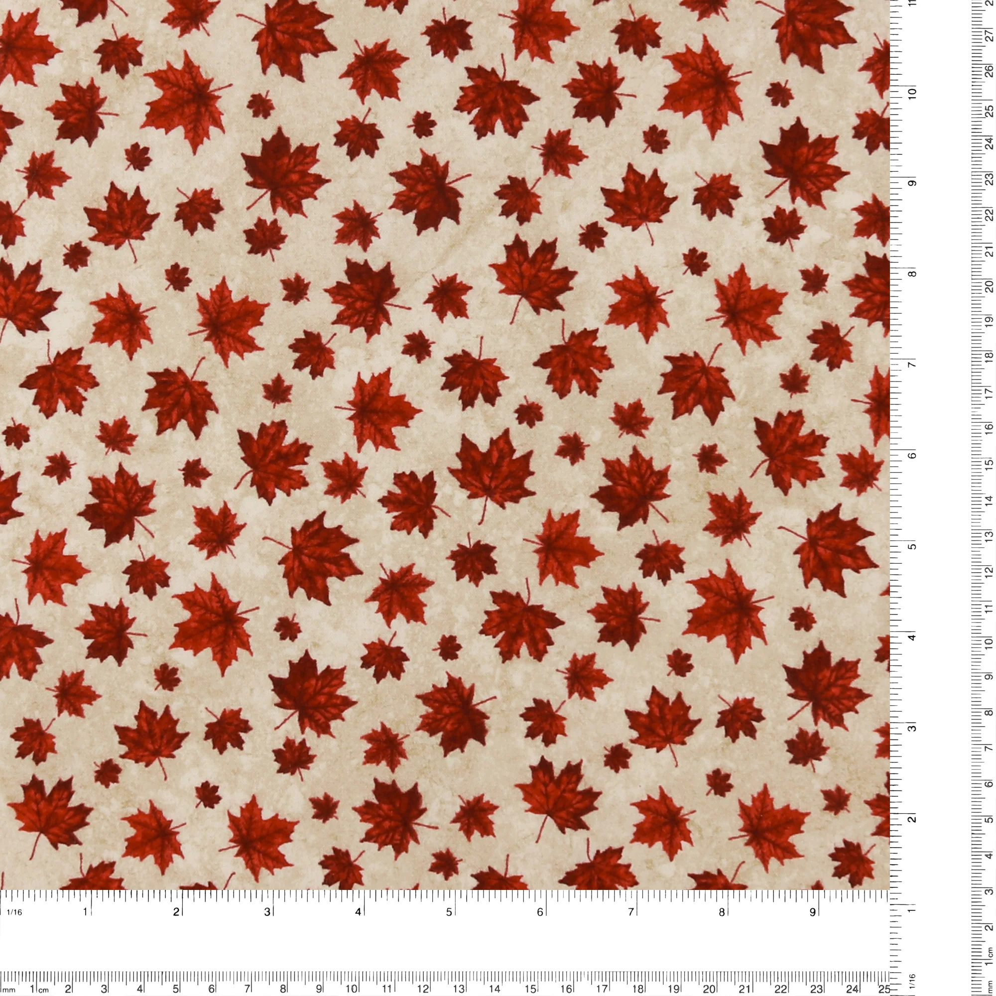Northcott Printed Cotton - STONE HENGE OH CANADA - 028 - Beige & Red - Image 3