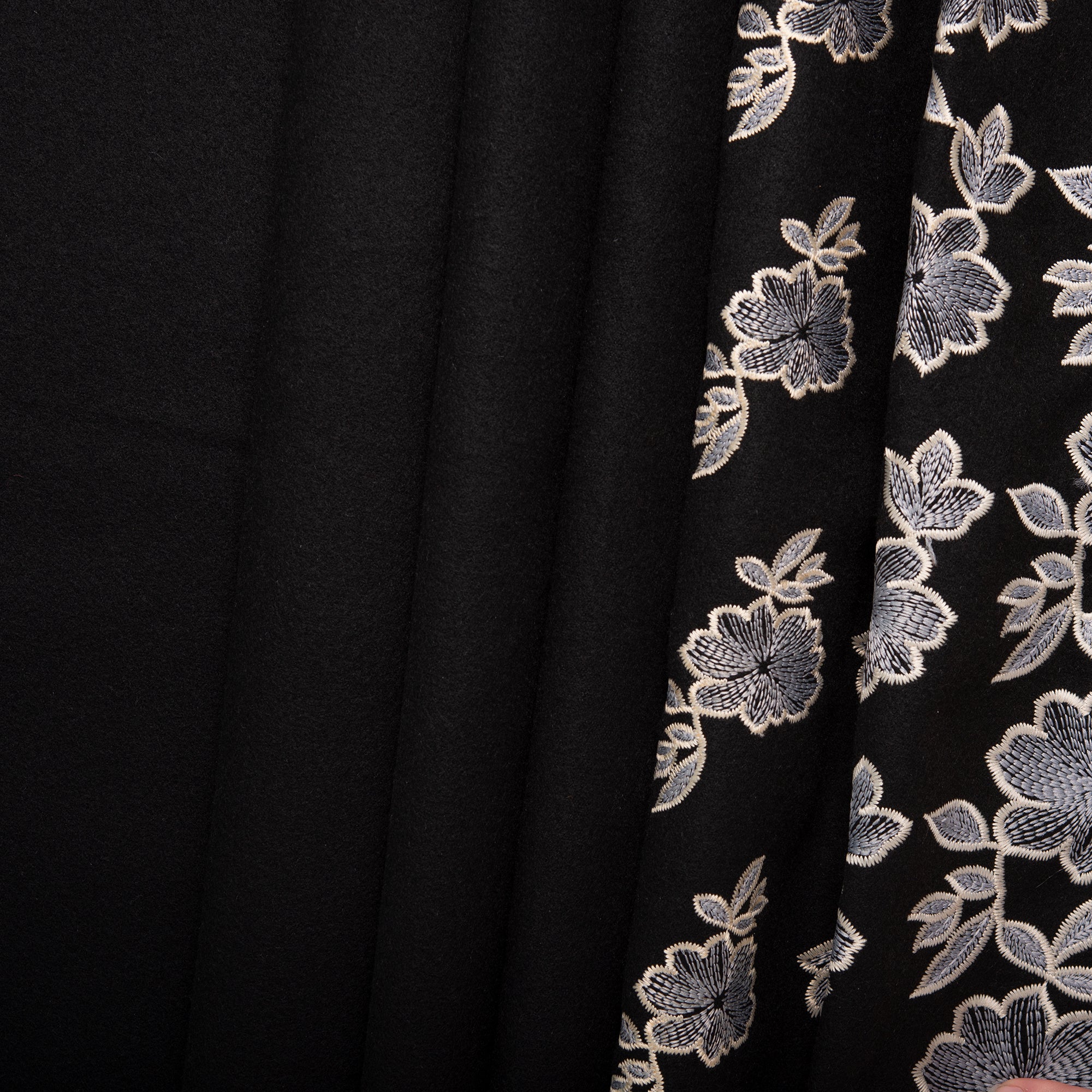 Novelty Embroidered Coating - ELSA - Florals - Black - Image 4