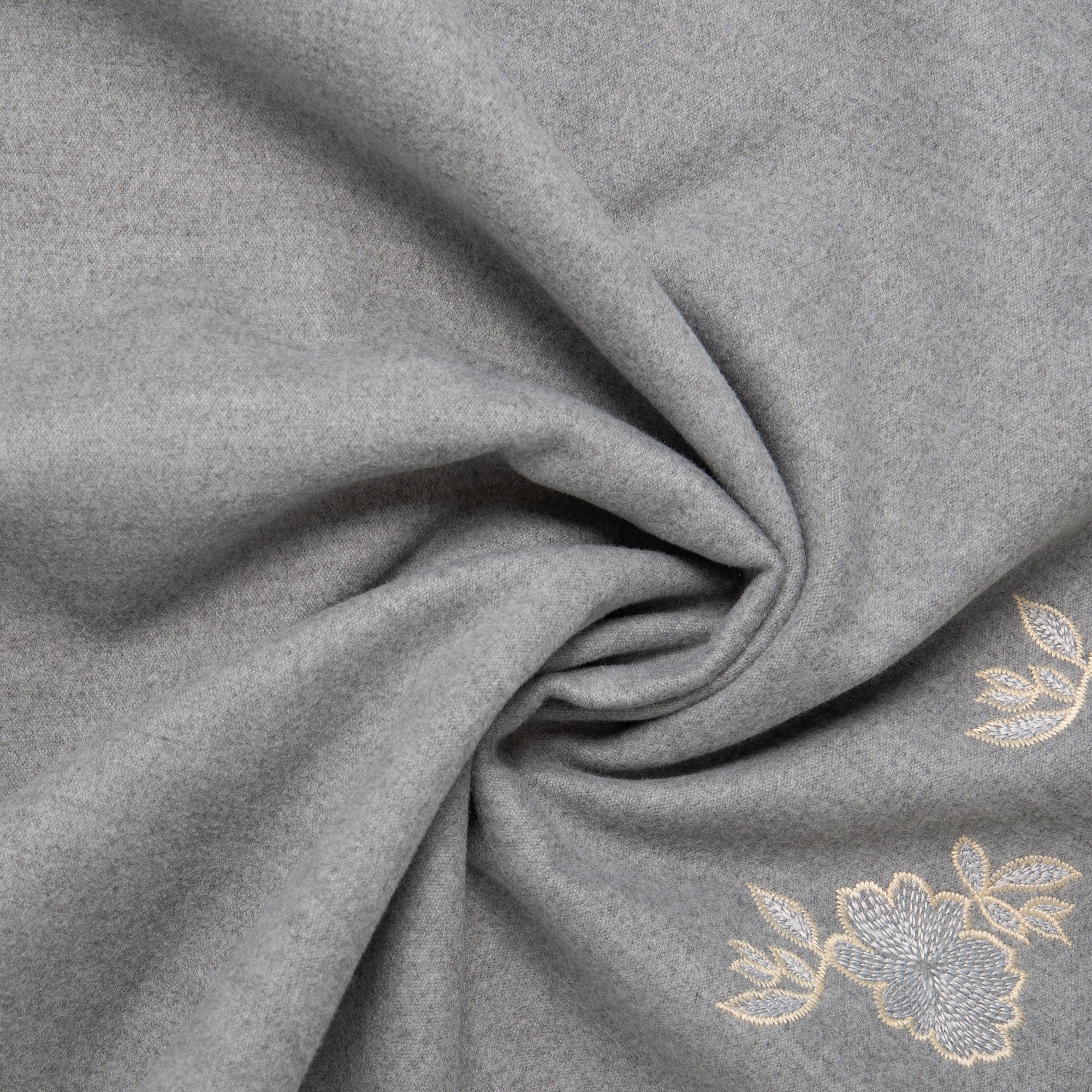 Novelty Embroidered Coating - ELSA - Florals - Grey - Image 2