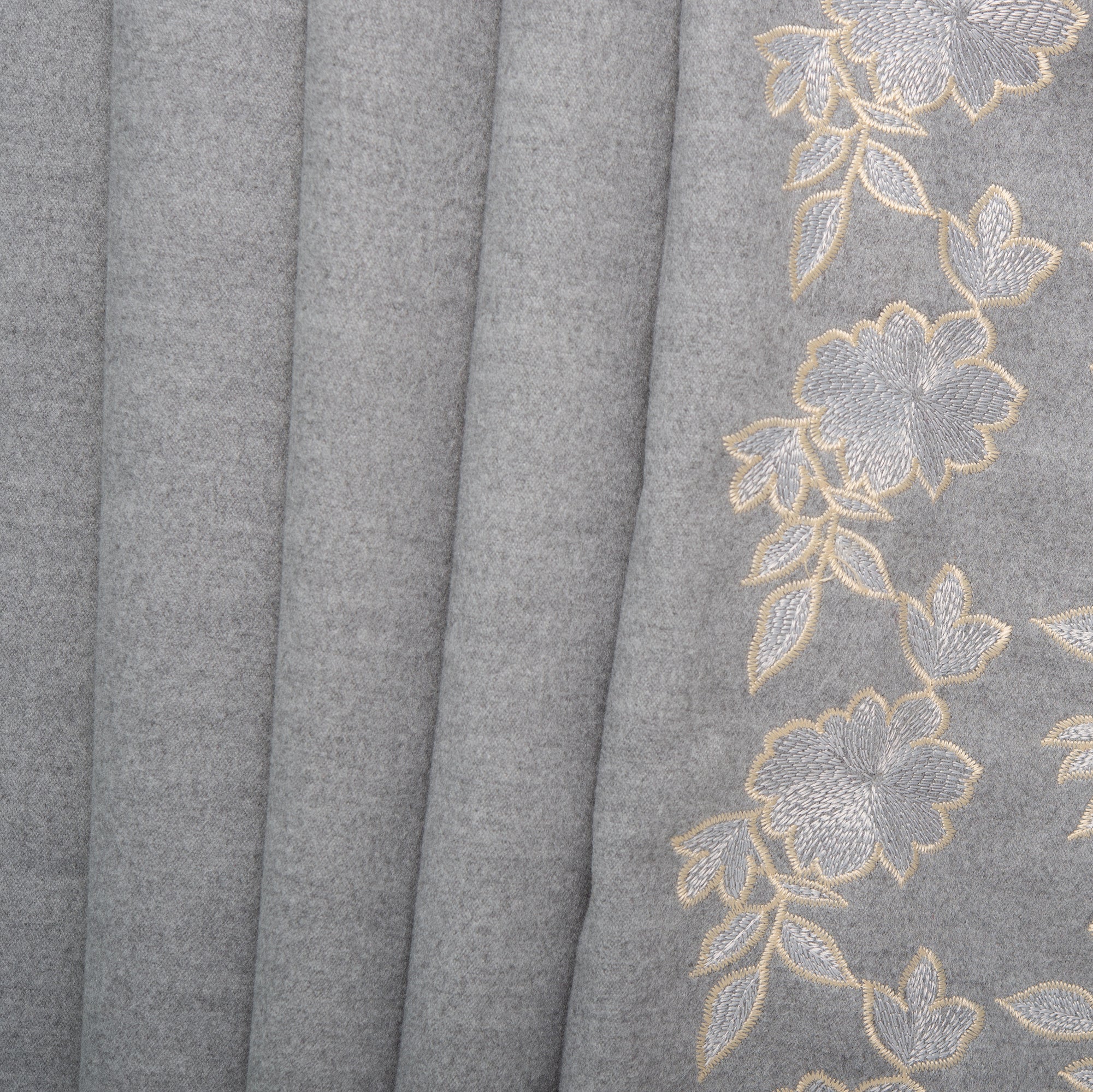 Novelty Embroidered Coating - ELSA - Florals - Grey - Image 4