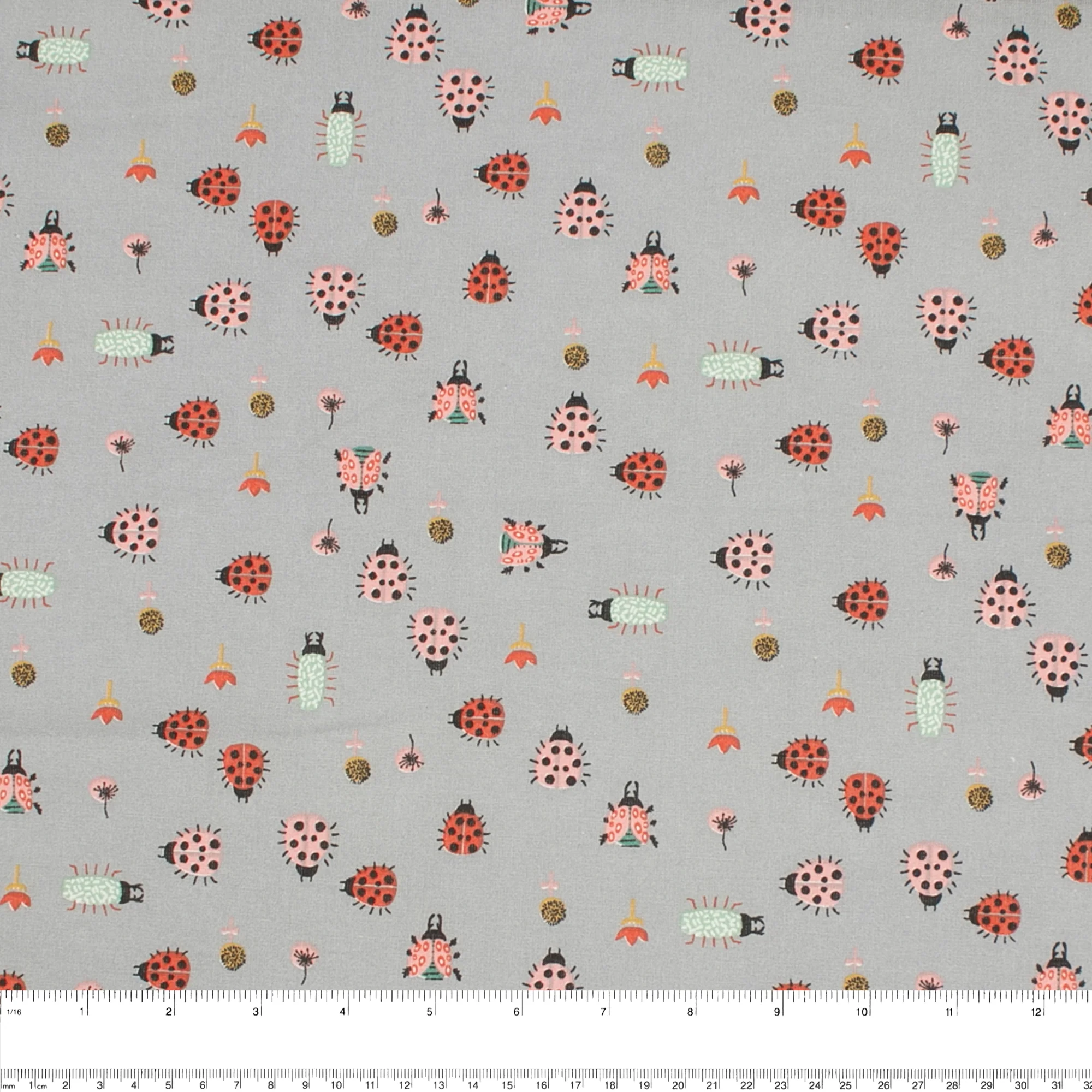Organic Cotton - GOTS - Insects - Grey - Image 3