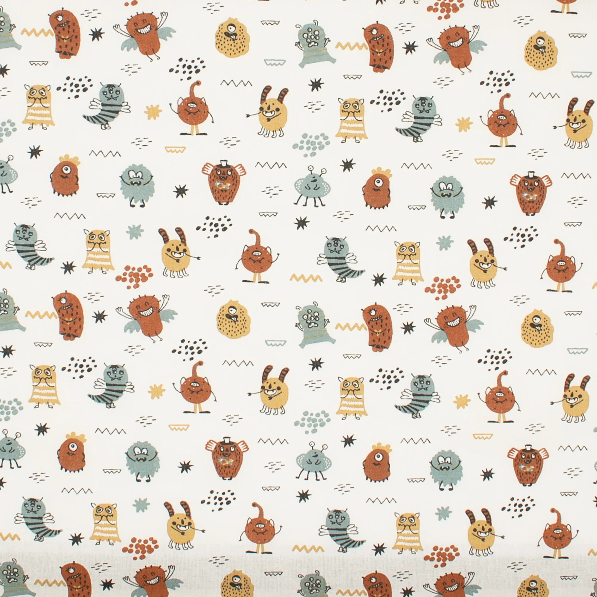 Organic Cotton - GOTS - Monsters - White
