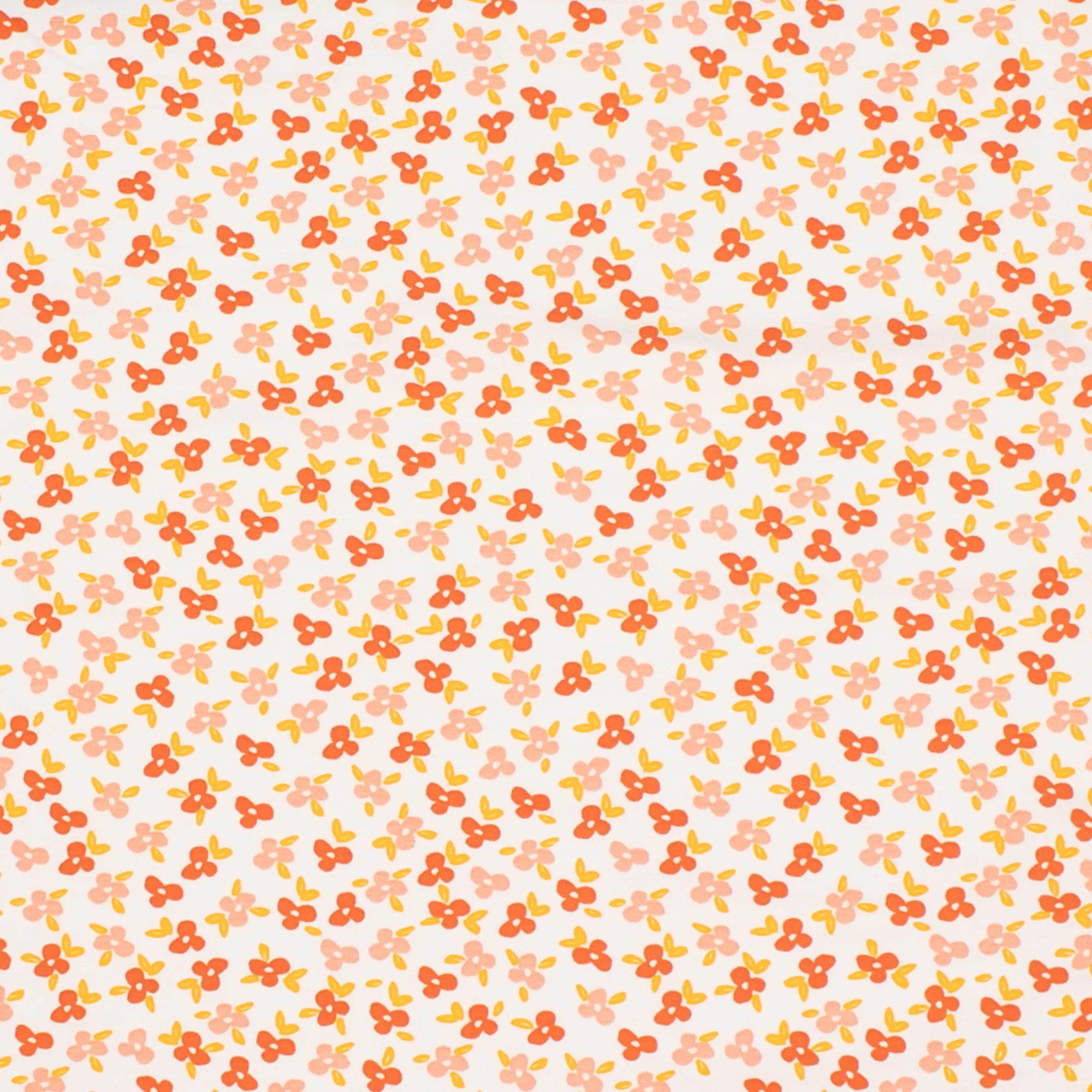 Organic Knit - GOTS - Flowers - White