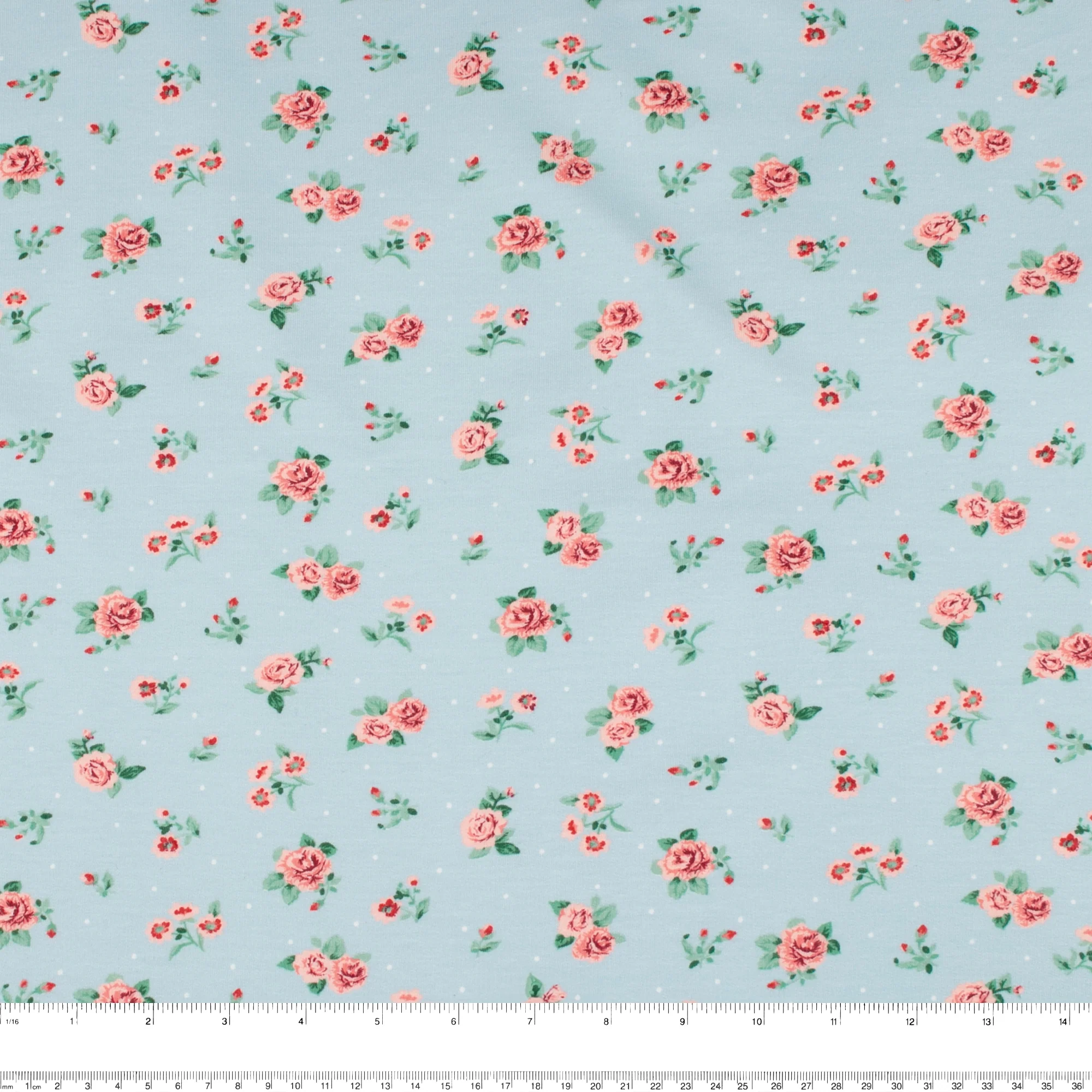 Organic Knit - GOTS - Roses - Baby Blue - Image 3