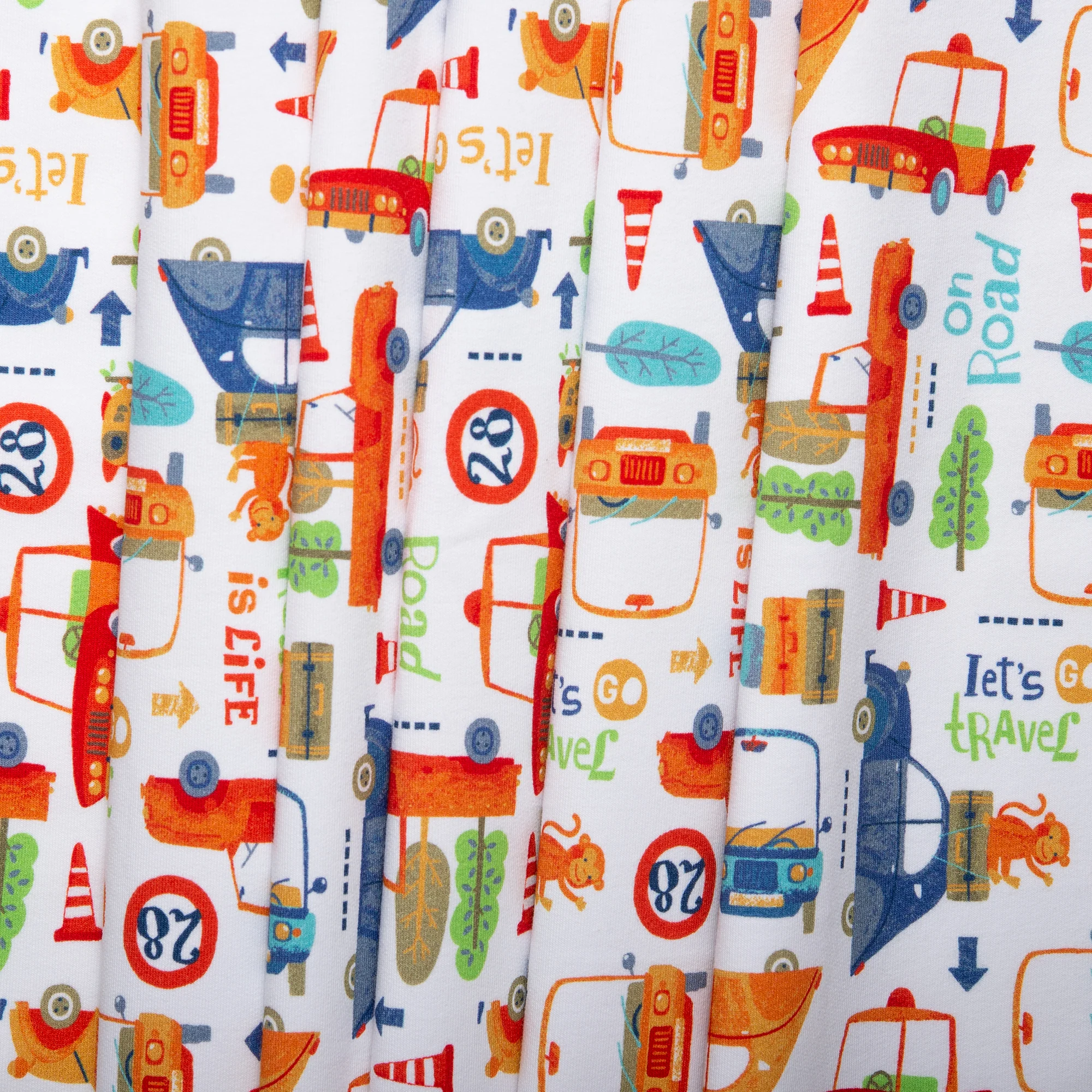 ORGANIC Printed Sweatshirt Fleece - GOTS - Cars - White - Image 4