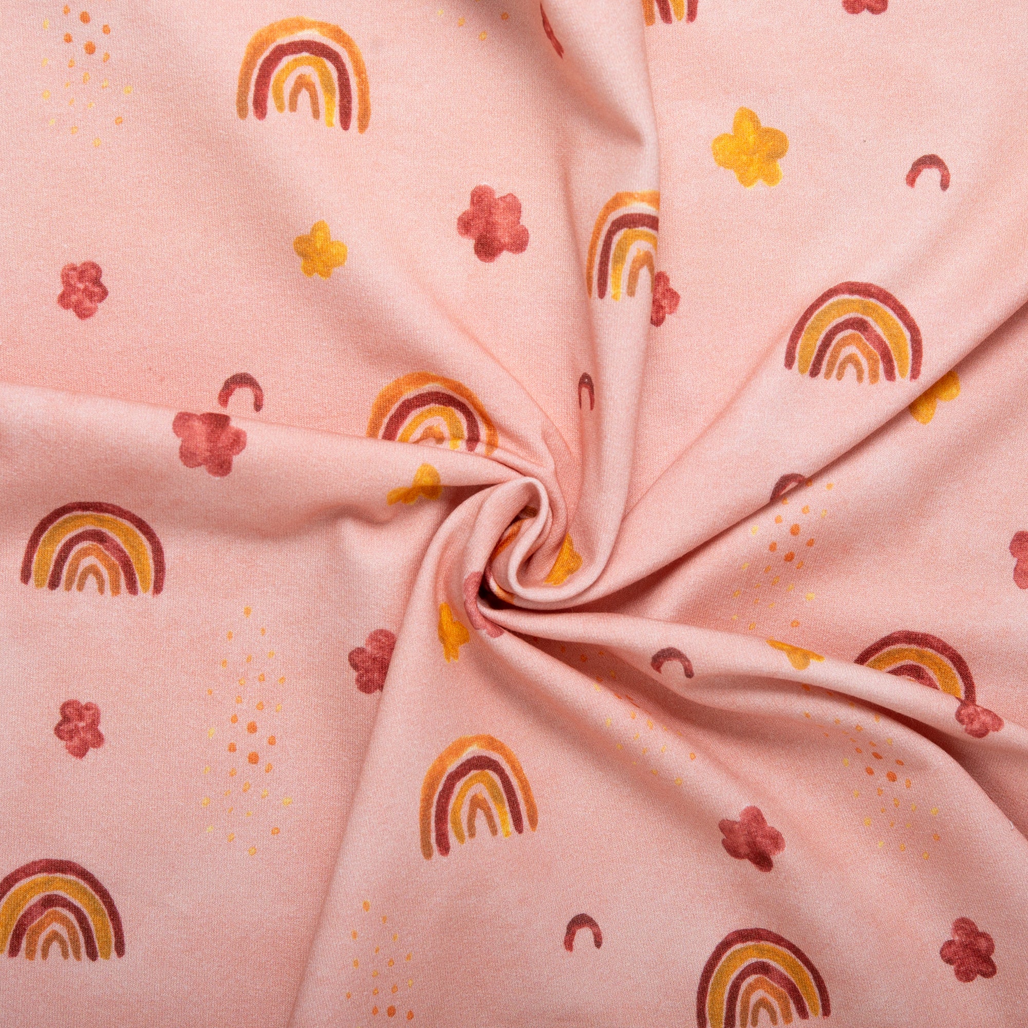 ORGANIC Printed Sweatshirt Fleece - GOTS - Rainbow - Petal pink - Image 2