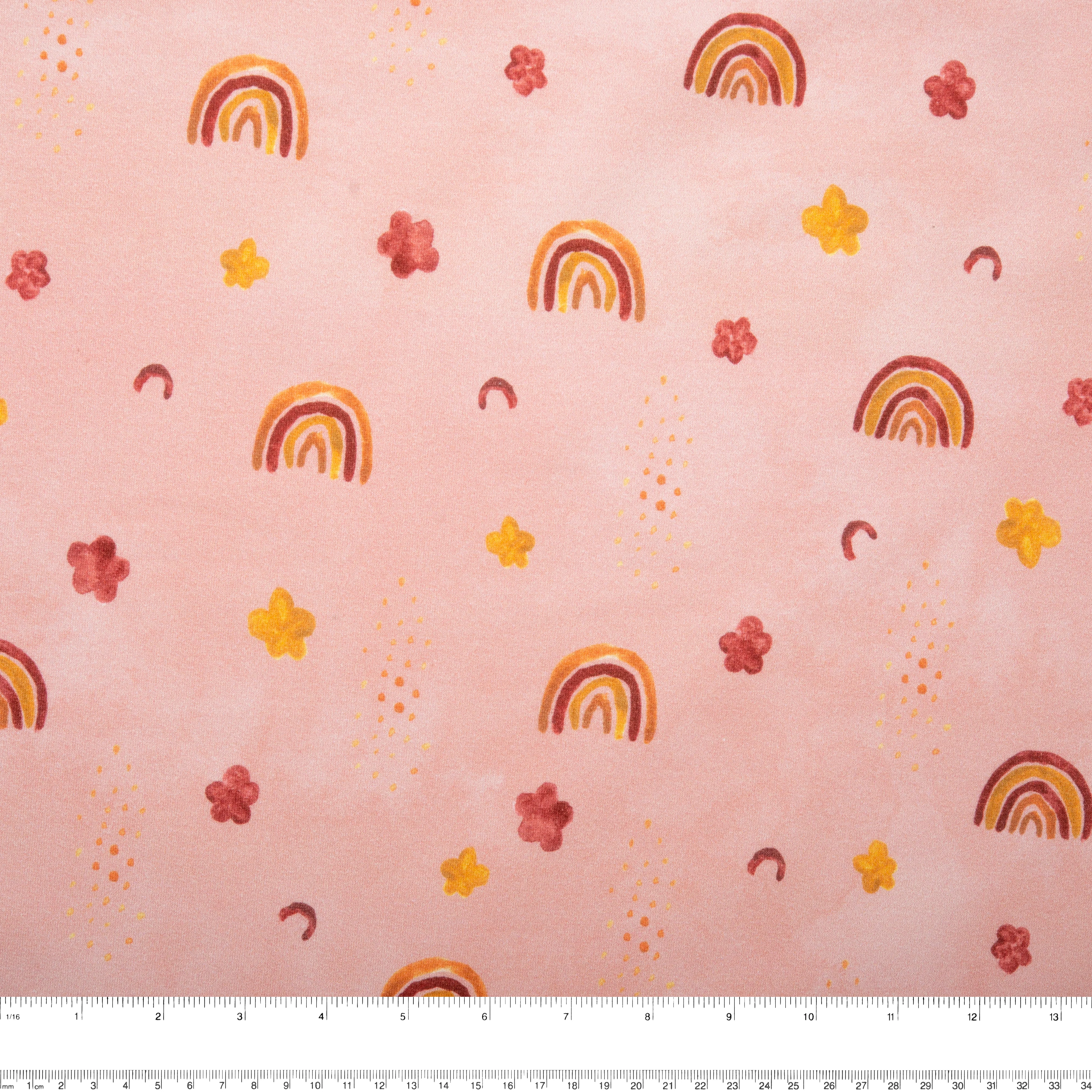 ORGANIC Printed Sweatshirt Fleece - GOTS - Rainbow - Petal pink - Image 3