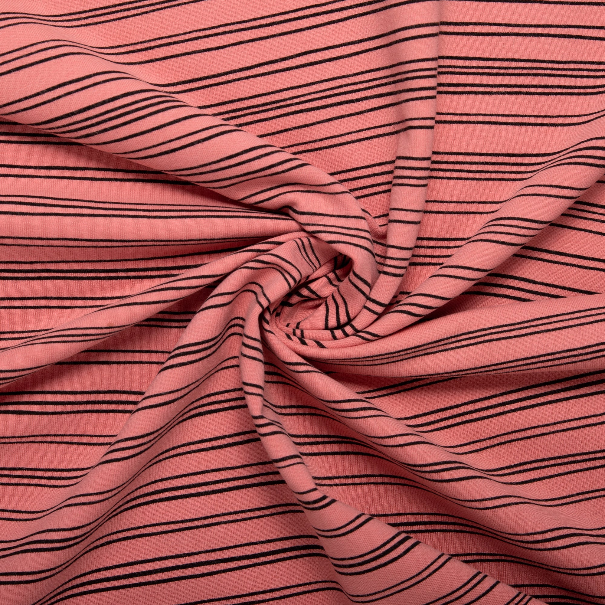 ORGANIC Printed Sweatshirt Fleece - GOTS - Stripes - Coral rose - Image 2