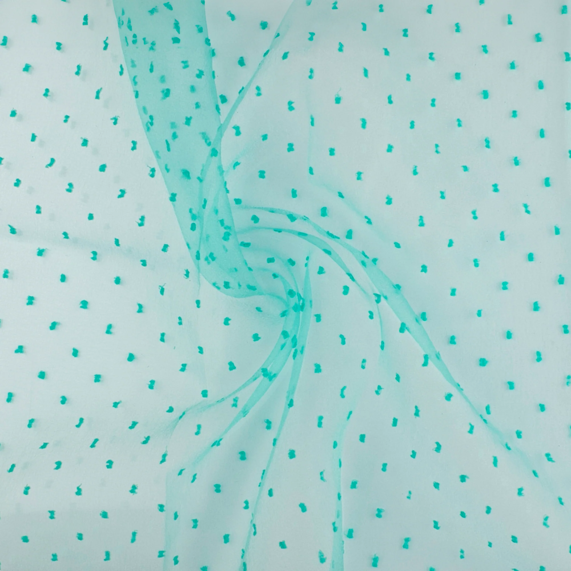 Organza with Embroidered Dot - DOTSY - Aqua - Image 2
