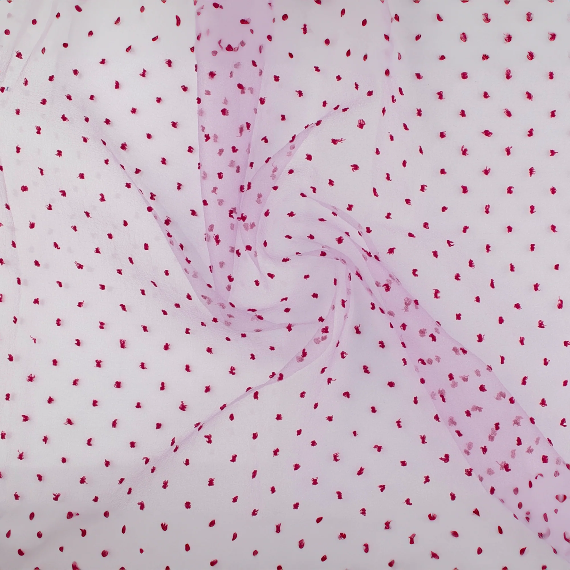 Organza with Embroidered Dot - DOTSY - Fuschia - Image 2