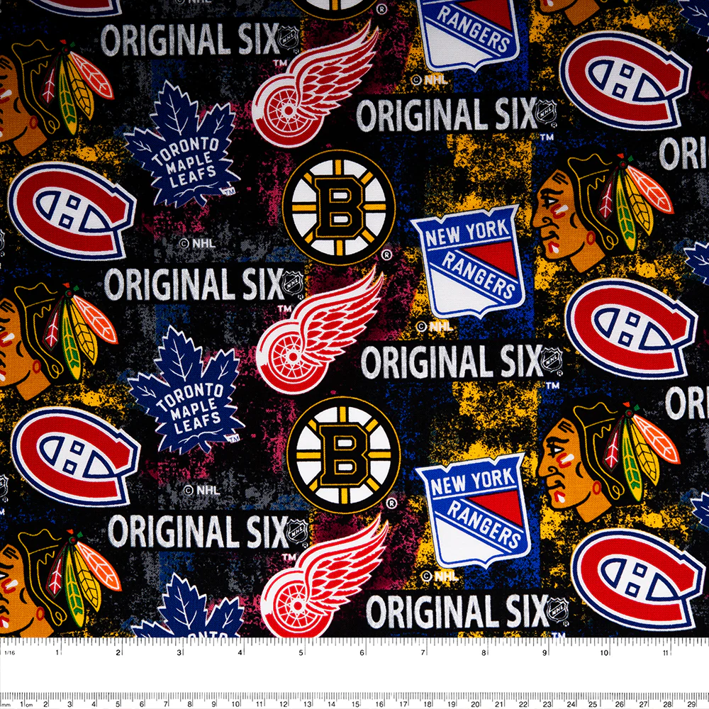 Original Six - NHL Cotton - Logo - Black / Pink / Yellow - Image 2