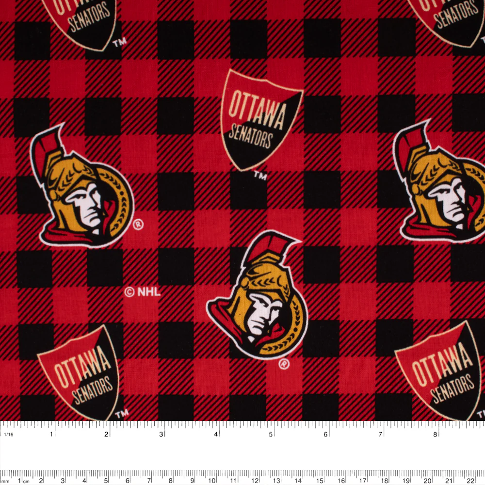 Ottawa Senators - NHL Cotton Print - Plaids - Red - Image 2