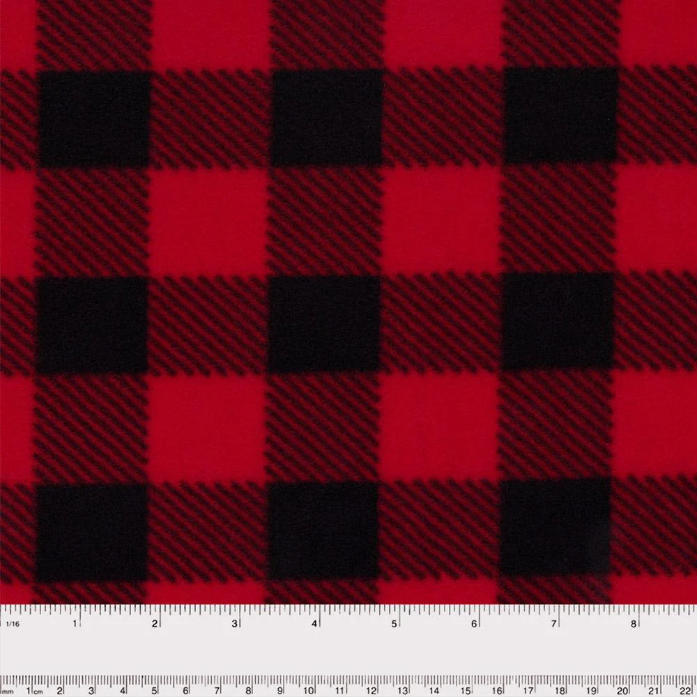 PLAID Bonded to Fleece - Red / Black - Image 2