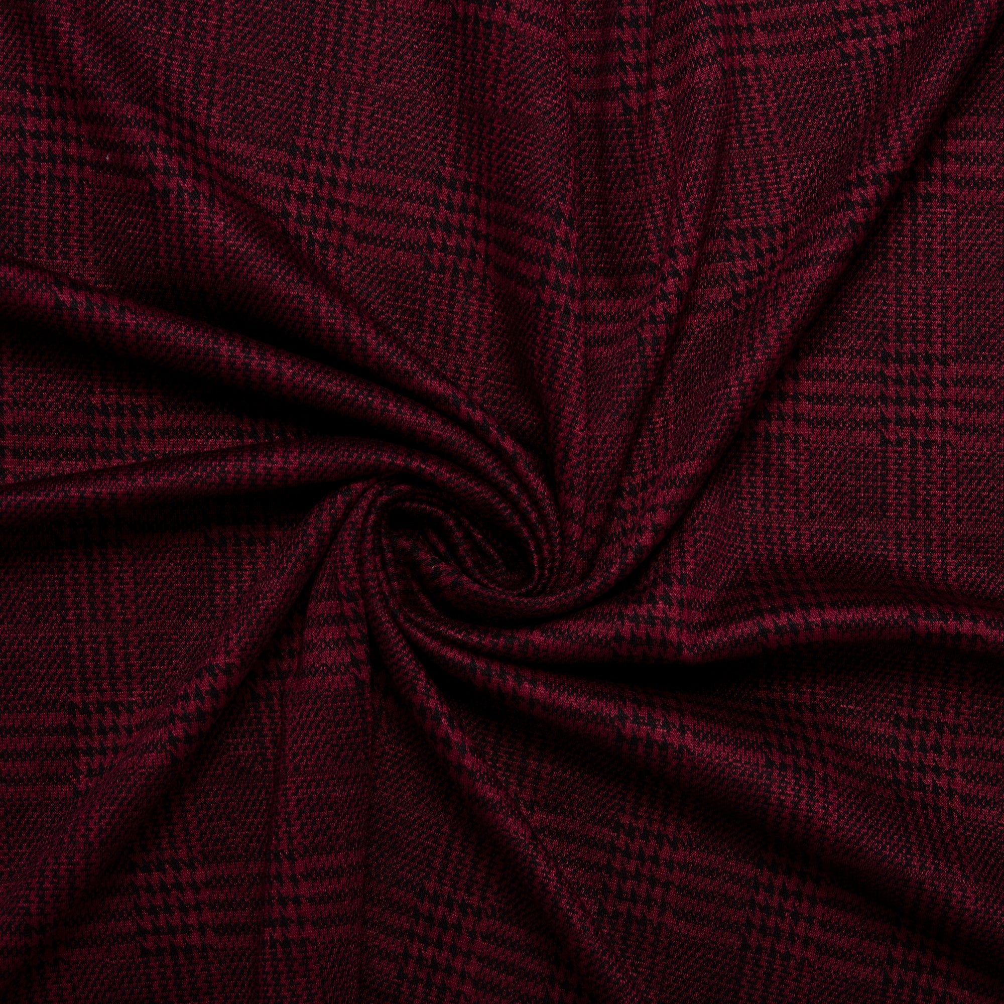 Plaid & Jacquard Fashion Knit - Houndstooth - Claret - Image 2