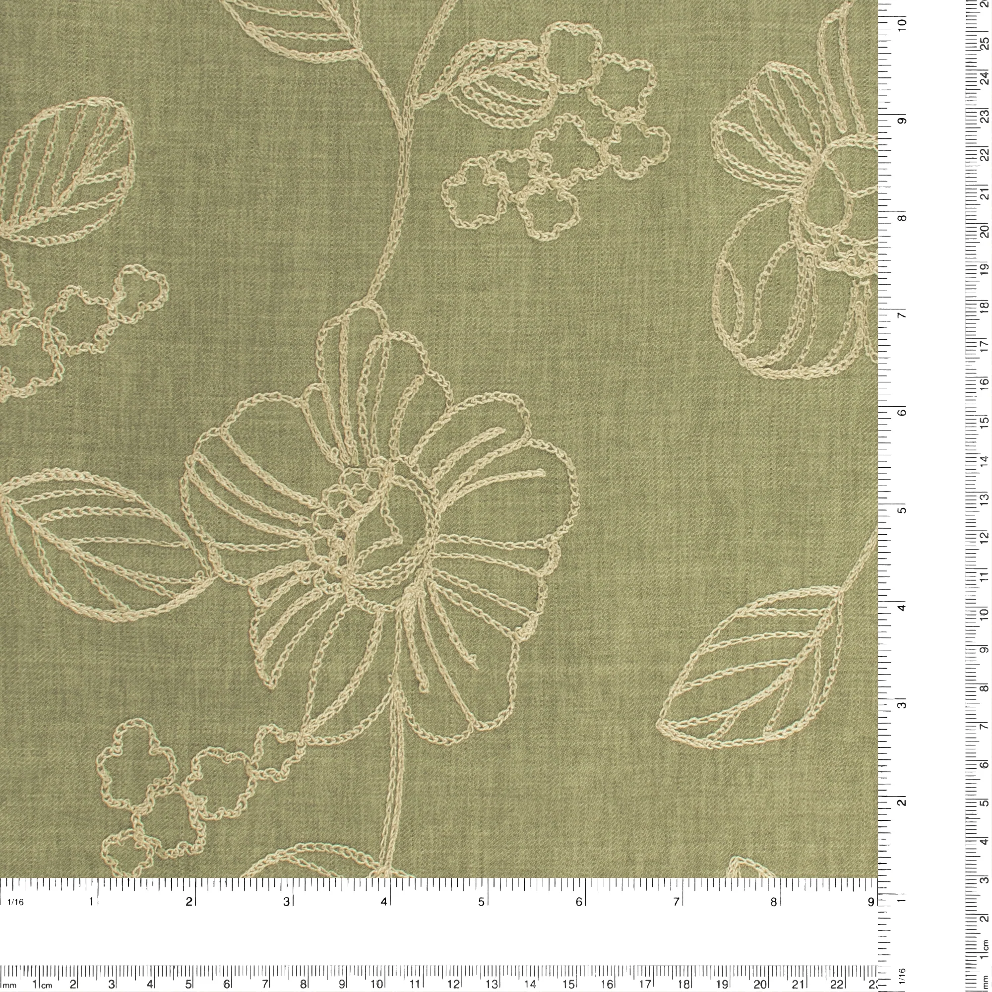 Poly Embroidered - IN BLOOM - 002 - Olive - Image 3