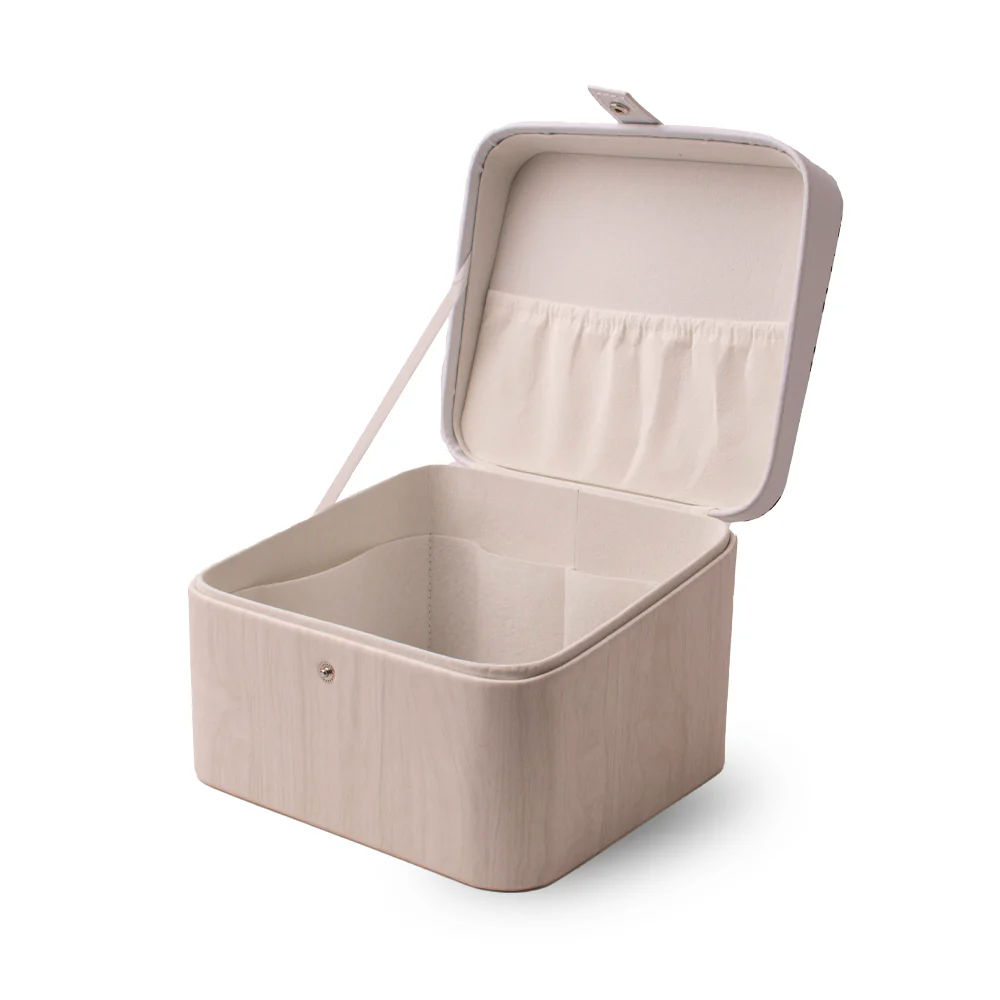 Portable Storage Box - Square Cream with Black/White Print - Image 2