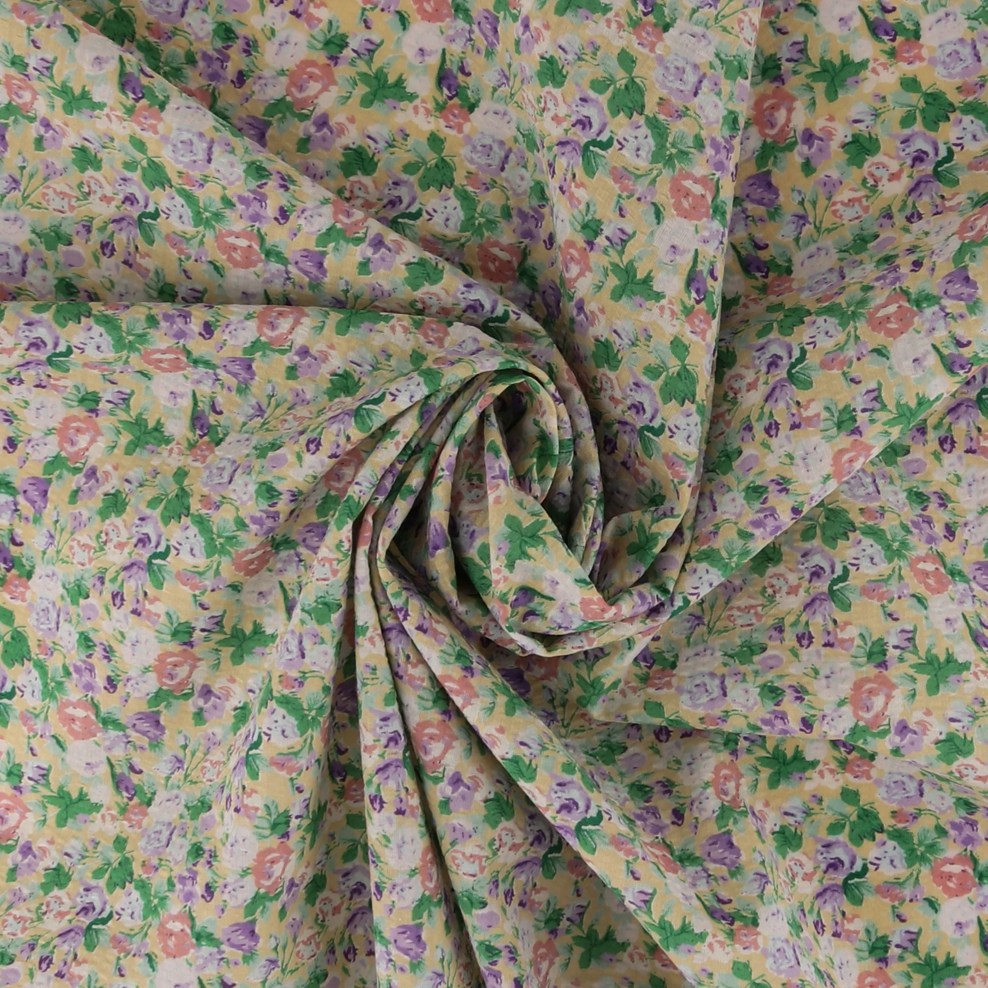 Printed Bubble Cotton - DAISY - 004 - Soft Yellow - Image 2