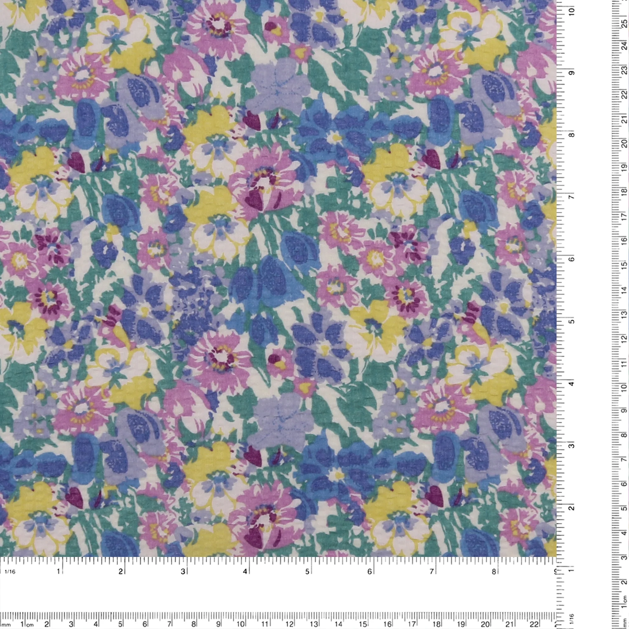 Printed Bubble Cotton - DAISY - 007 - Blue - Image 3