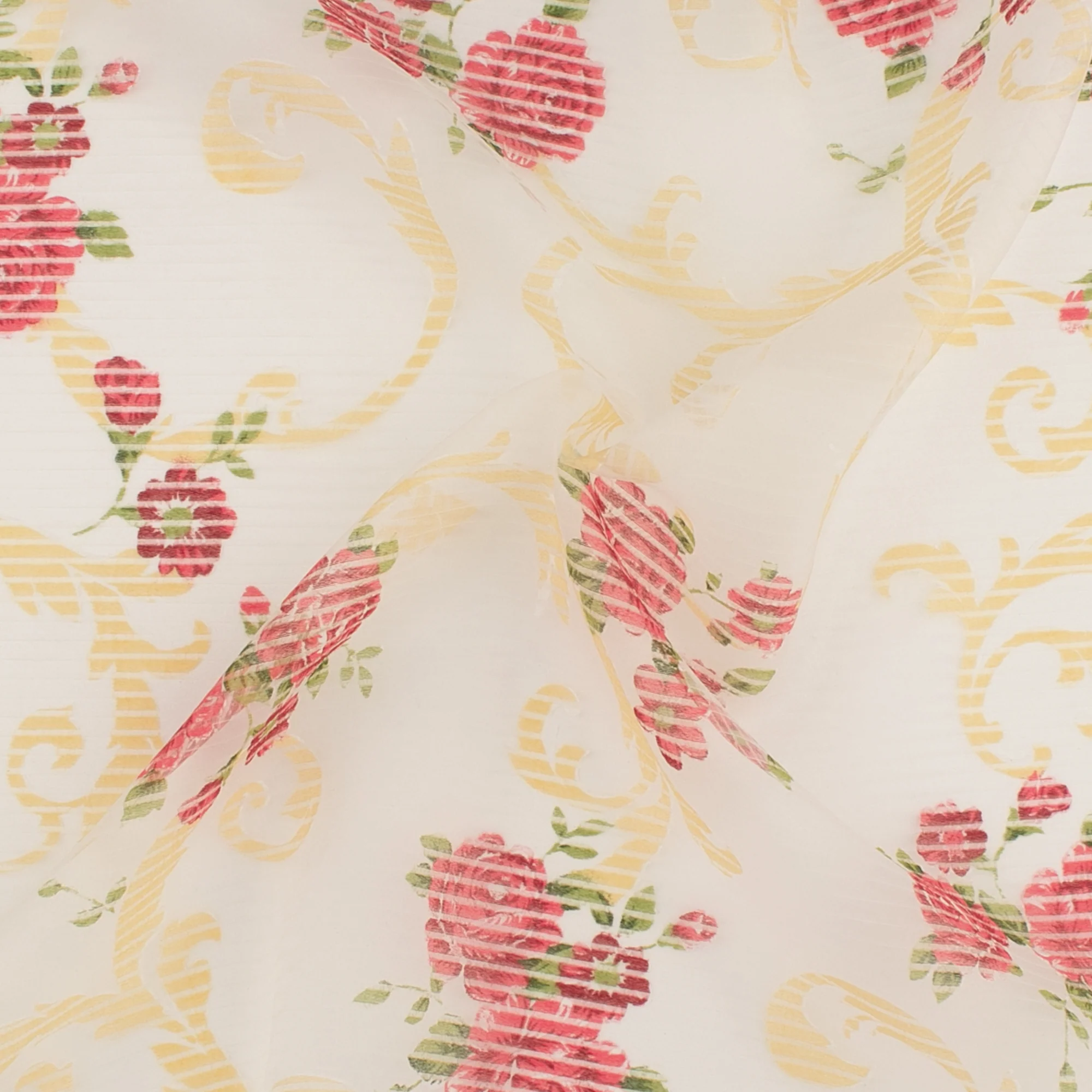 Printed Burnout Organza - JACQUELINE - Crimson - Image 2