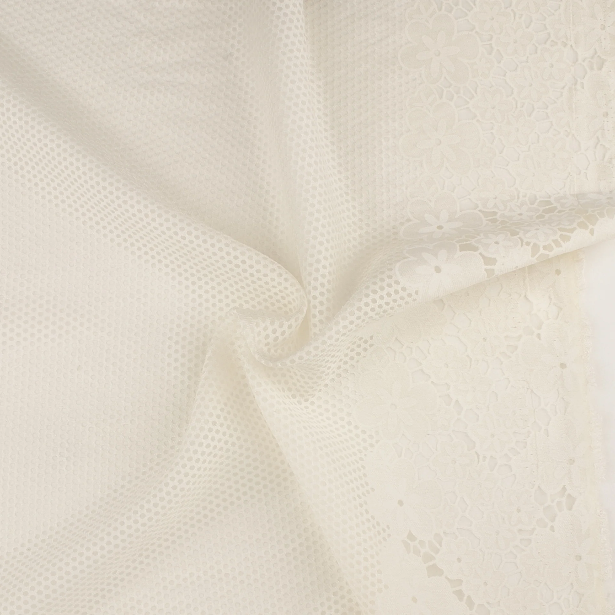 Printed Burnout Organza with Border- JACQUELINE - Offwhite - Image 2