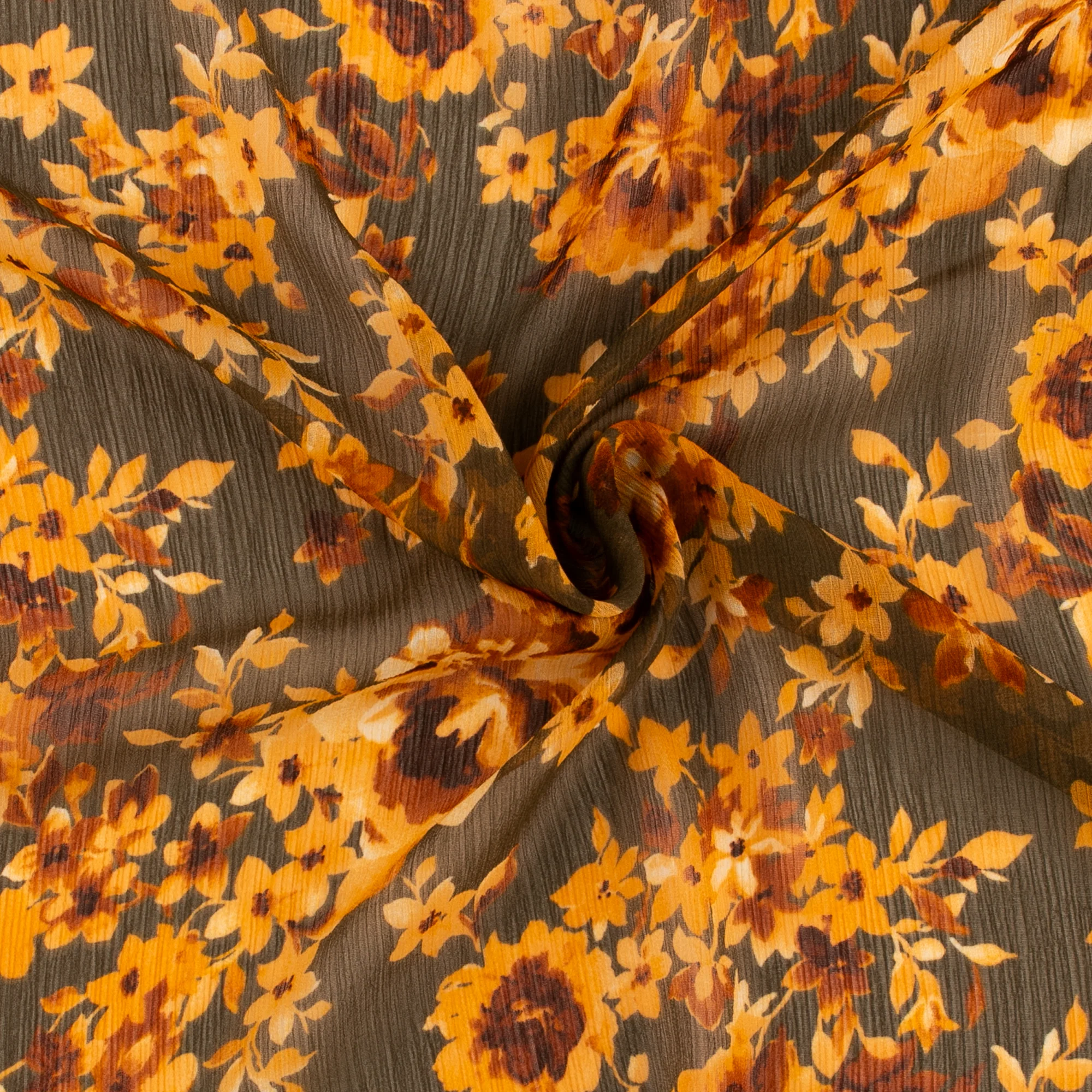 Printed Chiffon - AMANDA - Clematis - Brown - Image 2