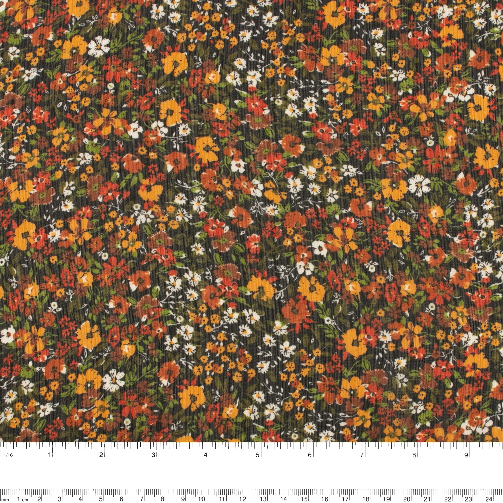 Printed Chiffon - AMANDA - Florals - Black / Orange - Image 3