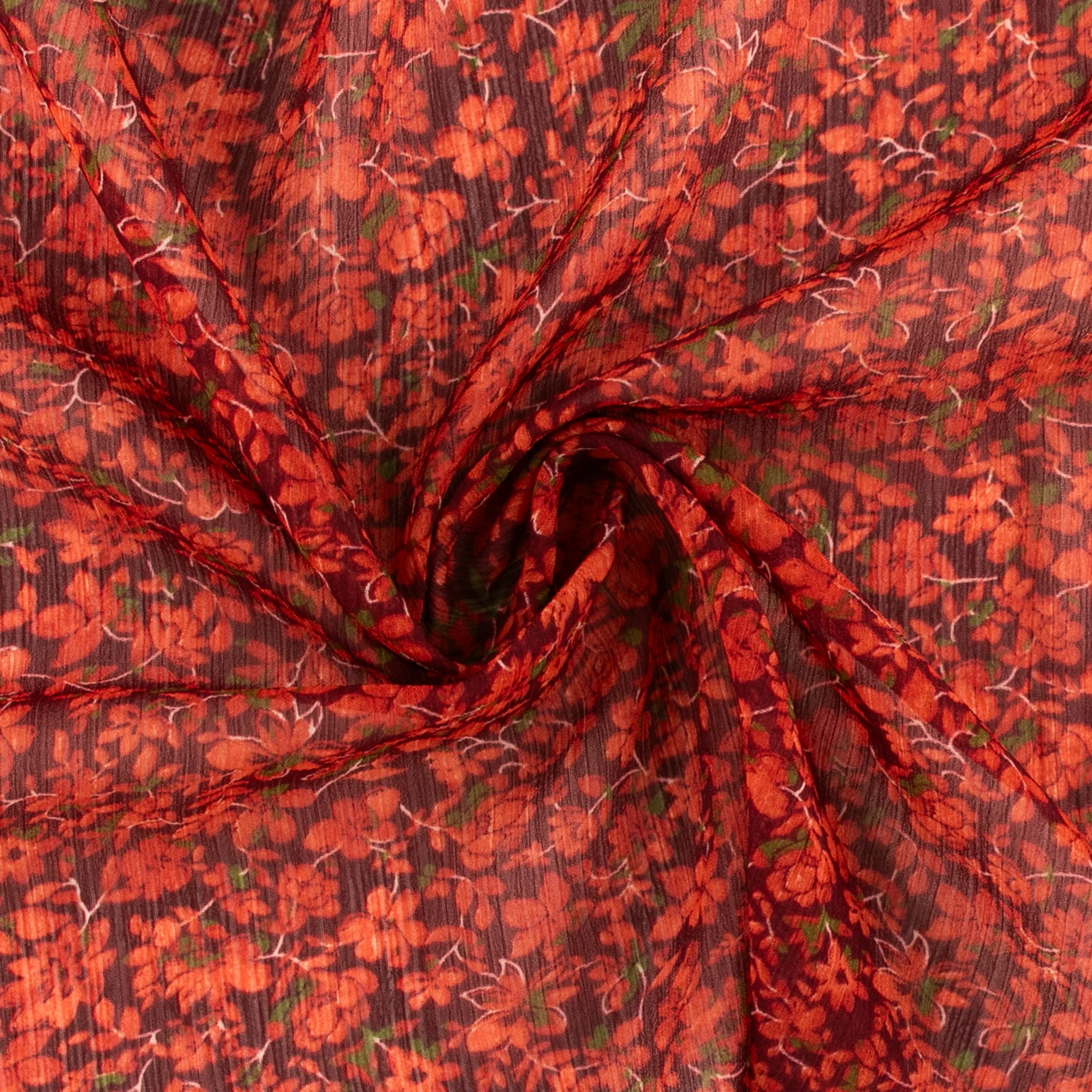 Printed Chiffon - AMANDA - Flowers - Burgundy - Image 2