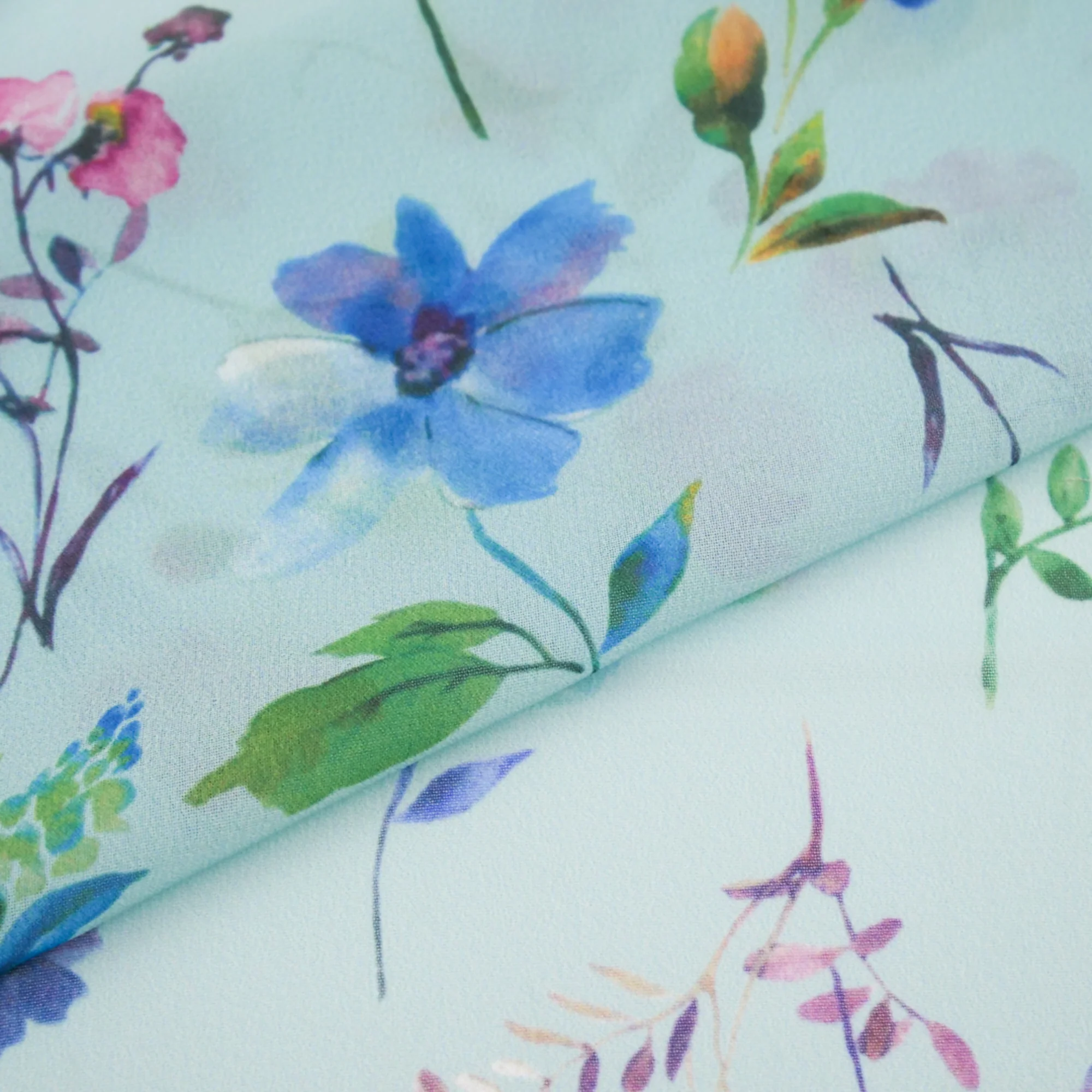 Printed Chiffon - ELEGANZA - 002 - Aqua - Image 2