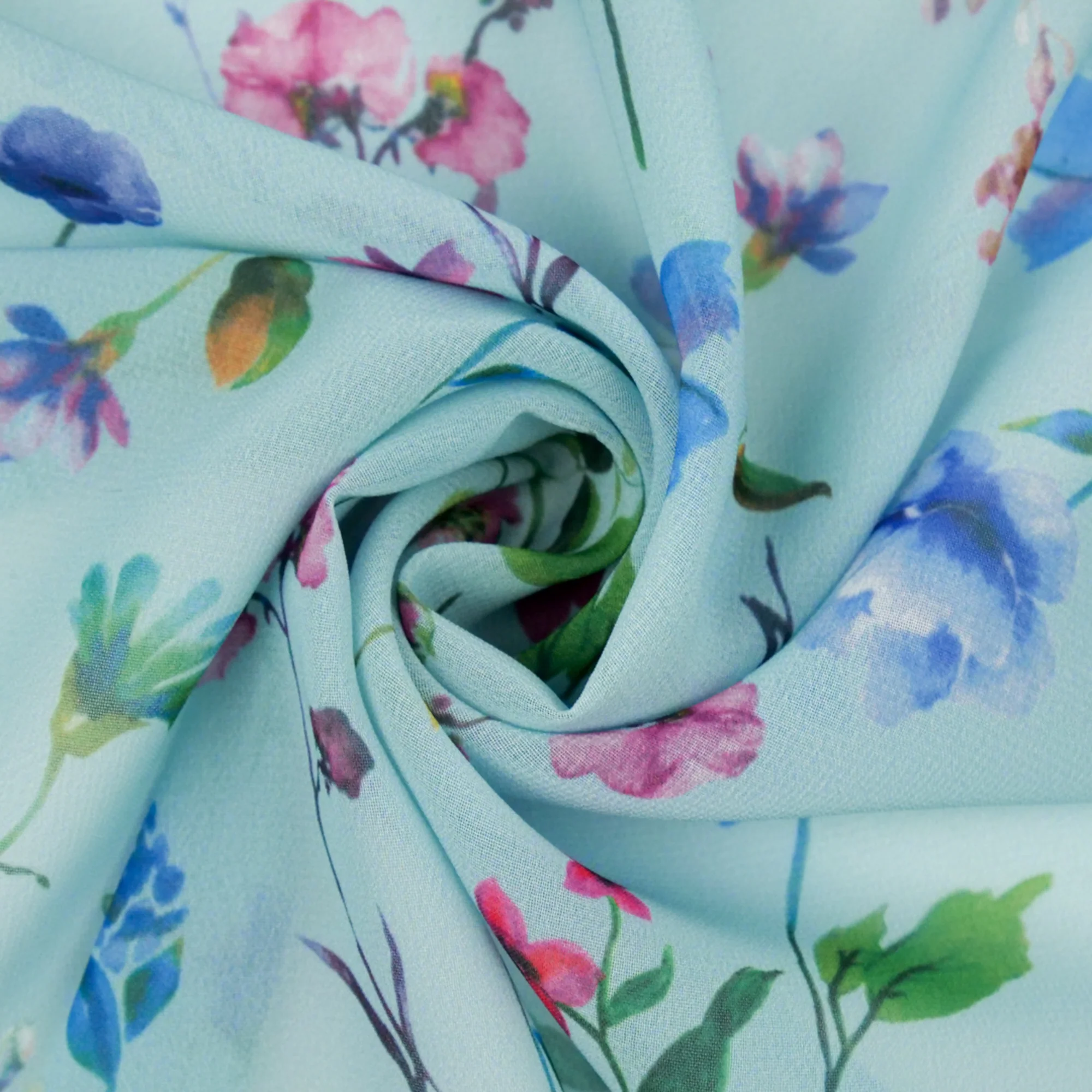 Printed Chiffon - ELEGANZA - 002 - Aqua - Image 3