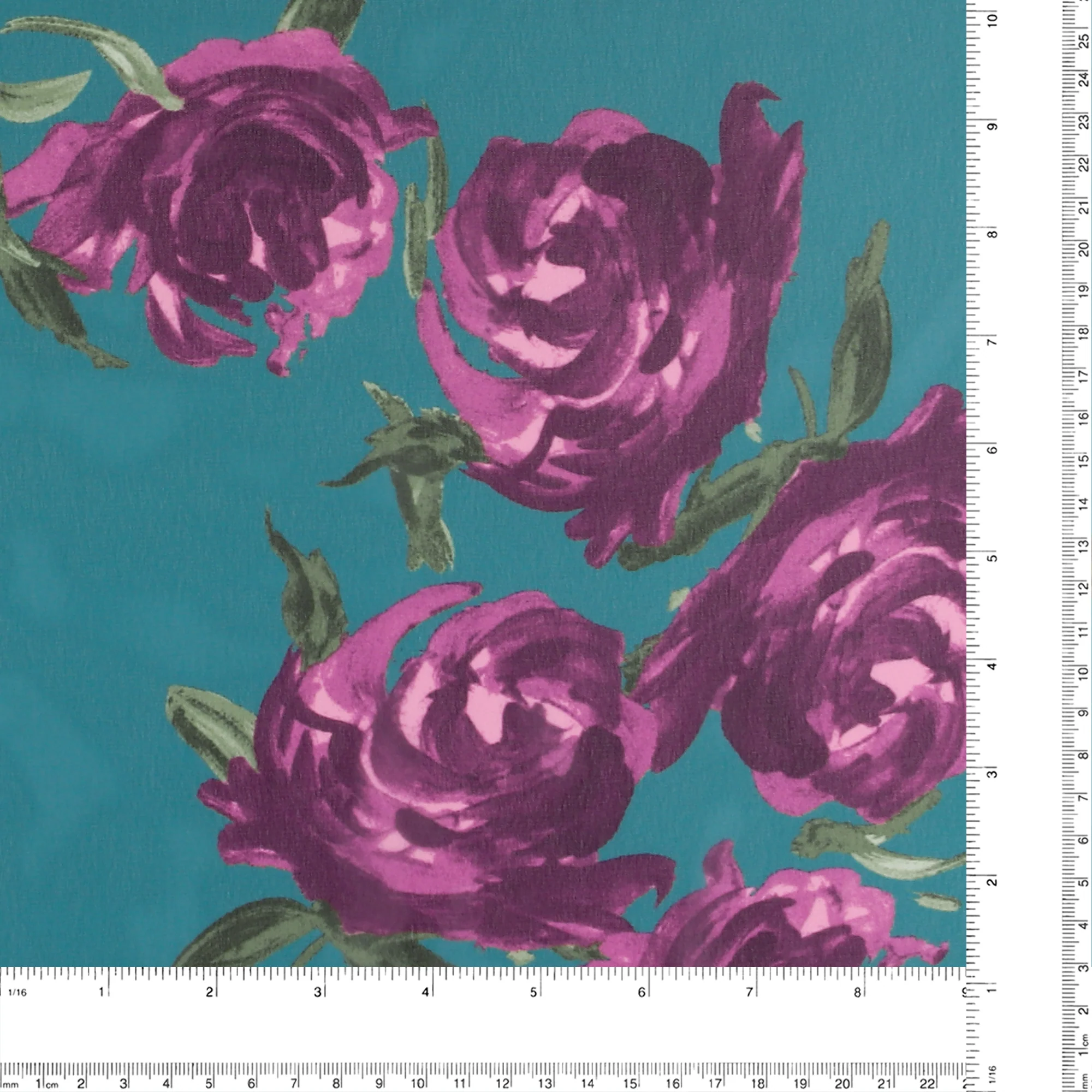 Printed Chiffon - GABRIELLA - 004 - Teal - Image 3