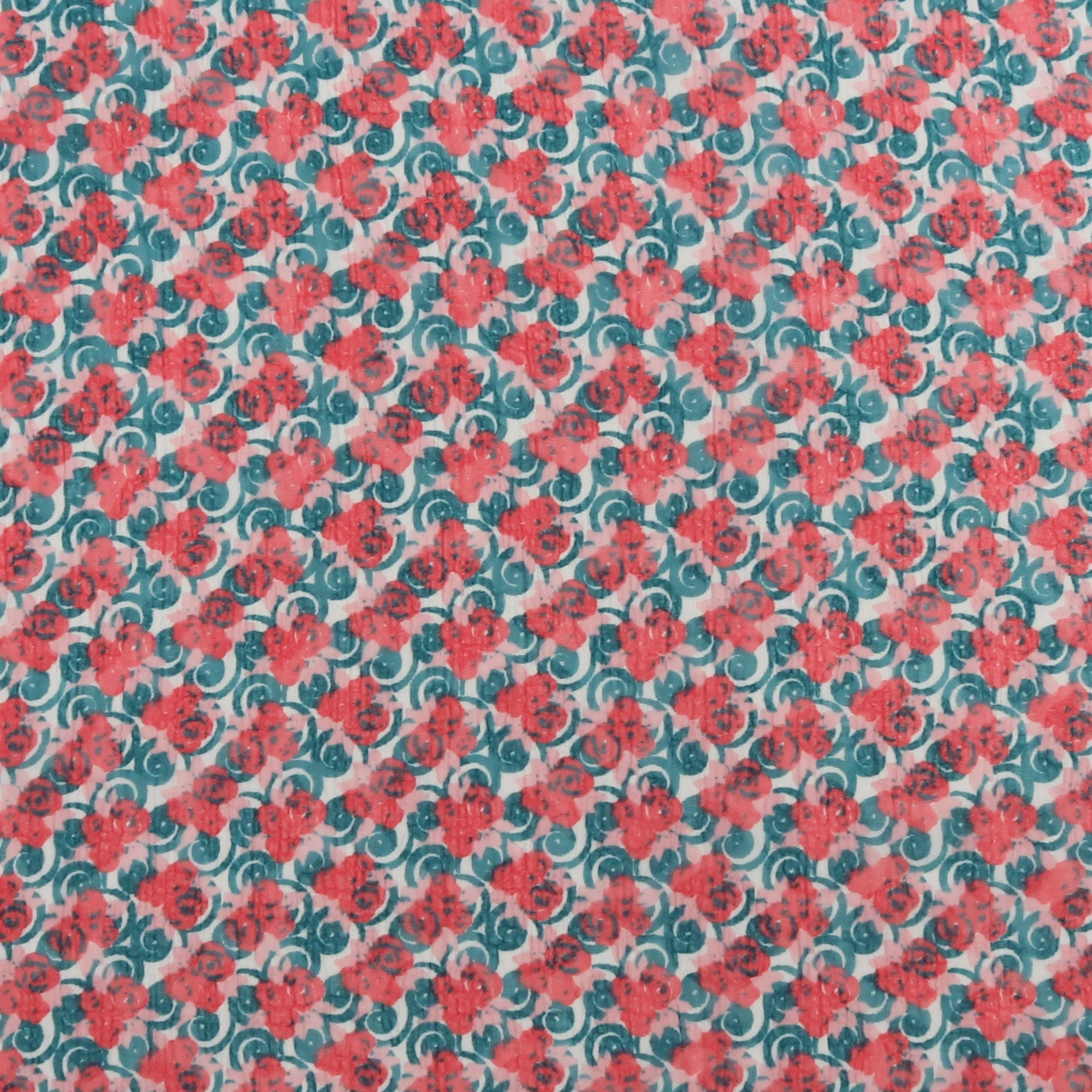 Printed Chiffon - TESSA - 022 - Blue & Red