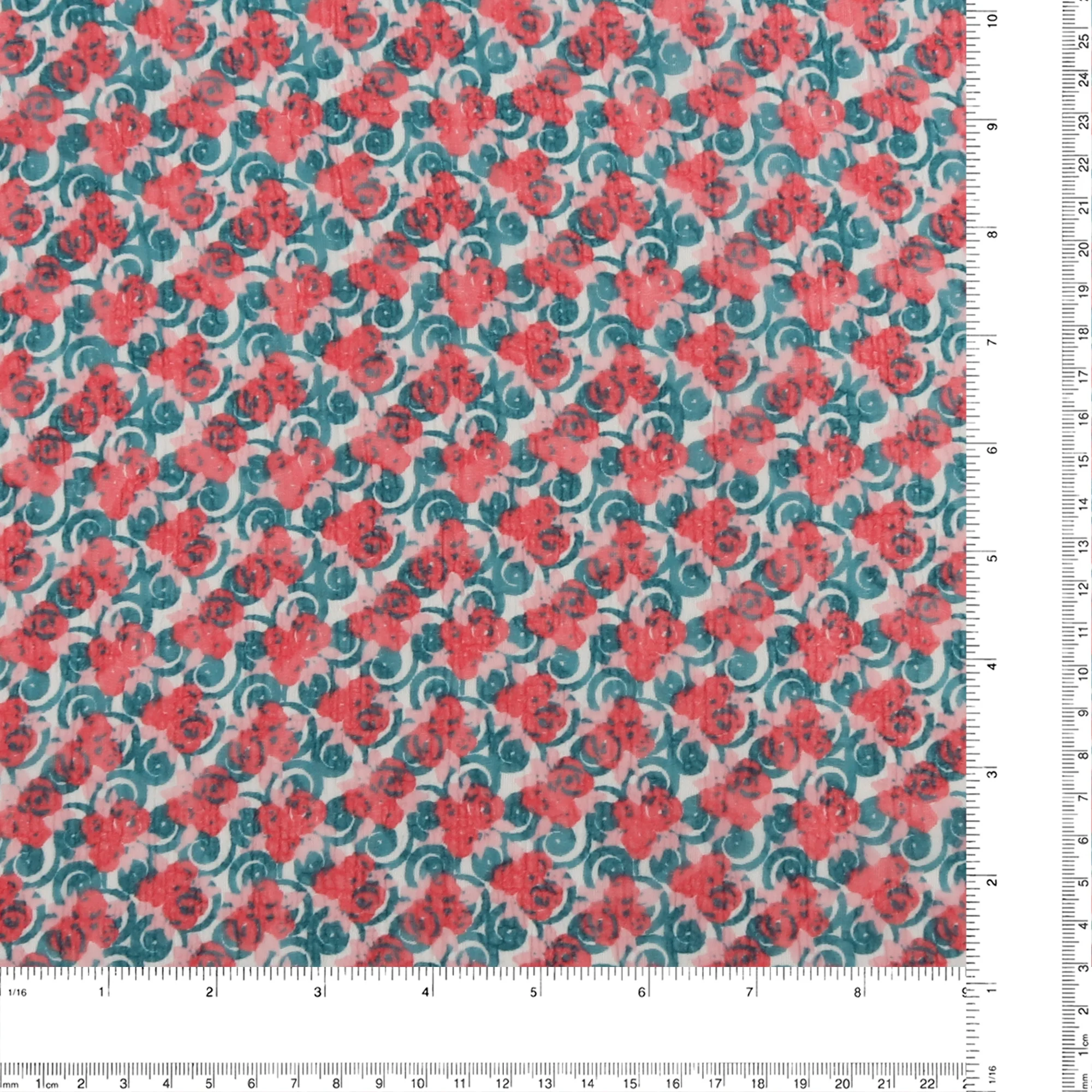 Printed Chiffon - TESSA - 022 - Blue & Red - Image 3