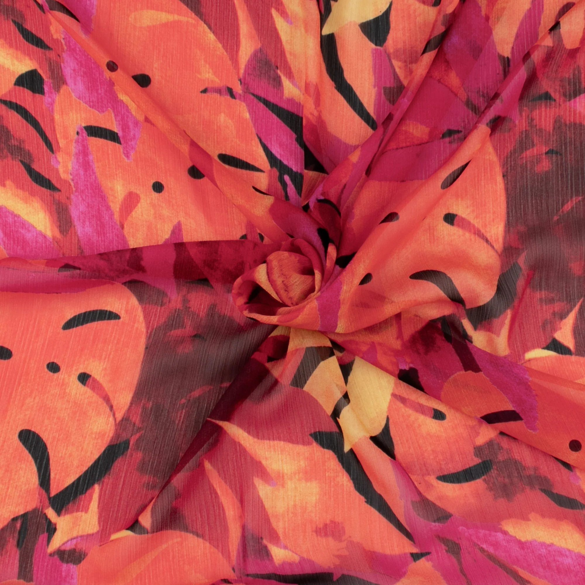 Printed Chiffon Yoryu - NAOMI - 015 - Orange - Image 2