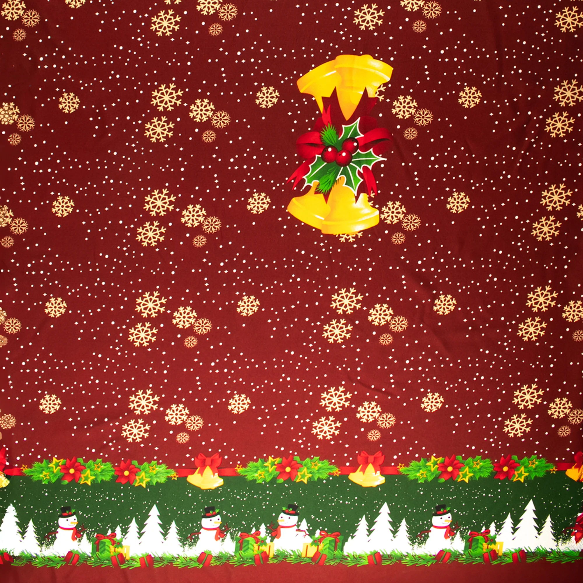 Printed Christmas Tabling Fabric - 003 - Burgundy - Image 2