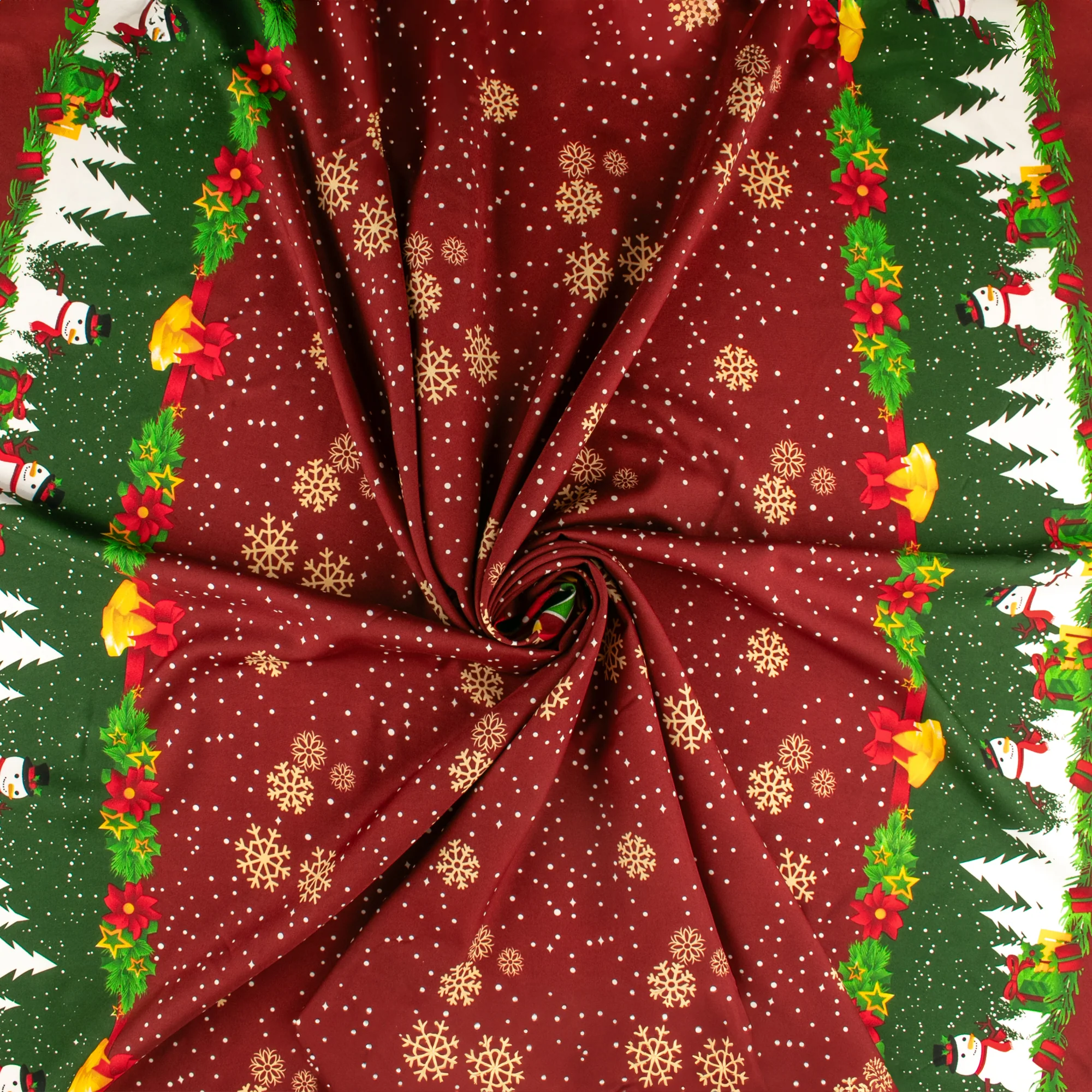 Printed Christmas Tabling Fabric - 003 - Burgundy - Image 3