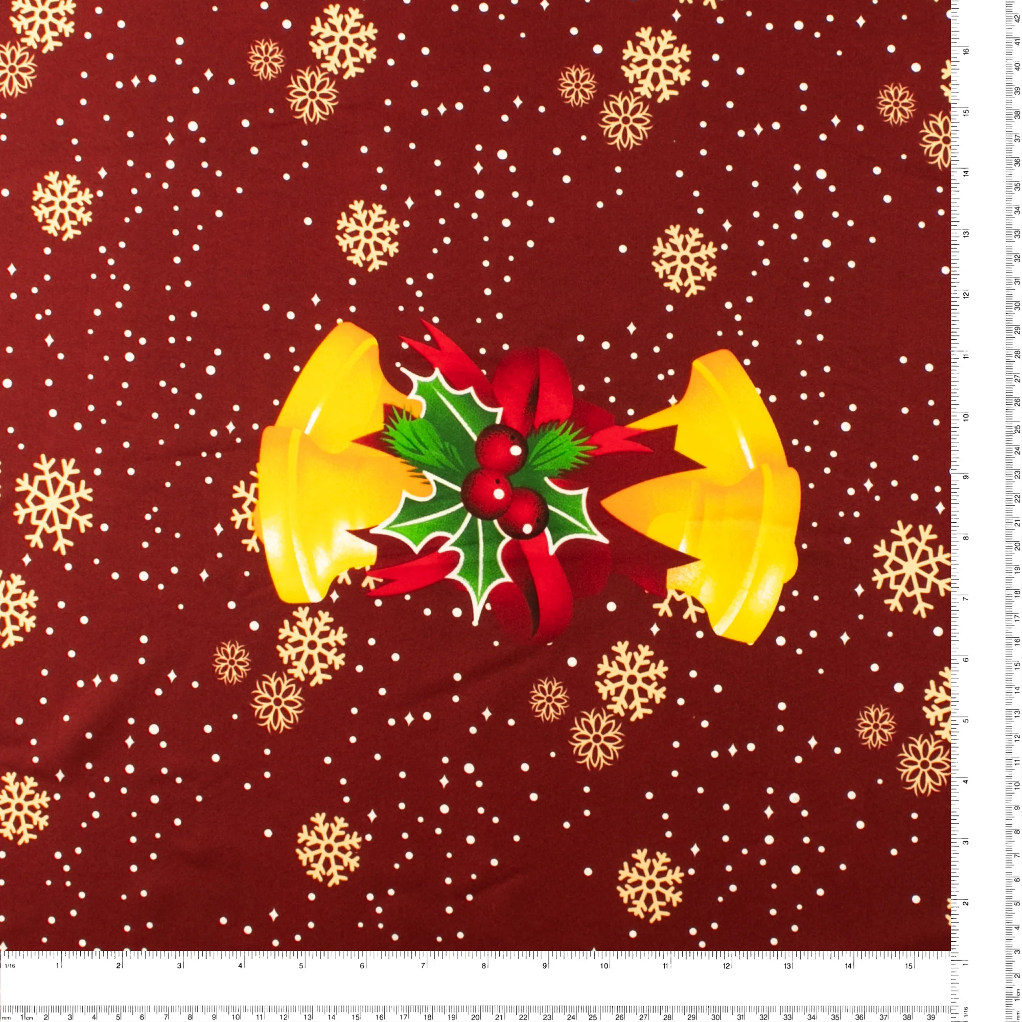 Printed Christmas Tabling Fabric - 003 - Burgundy - Image 4