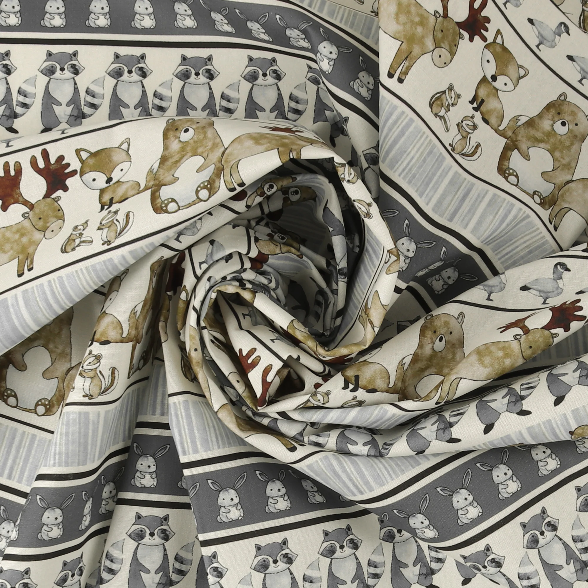 Printed Cotton - 1-2-3 Animal Coordinates - 003 - Natural - Image 2
