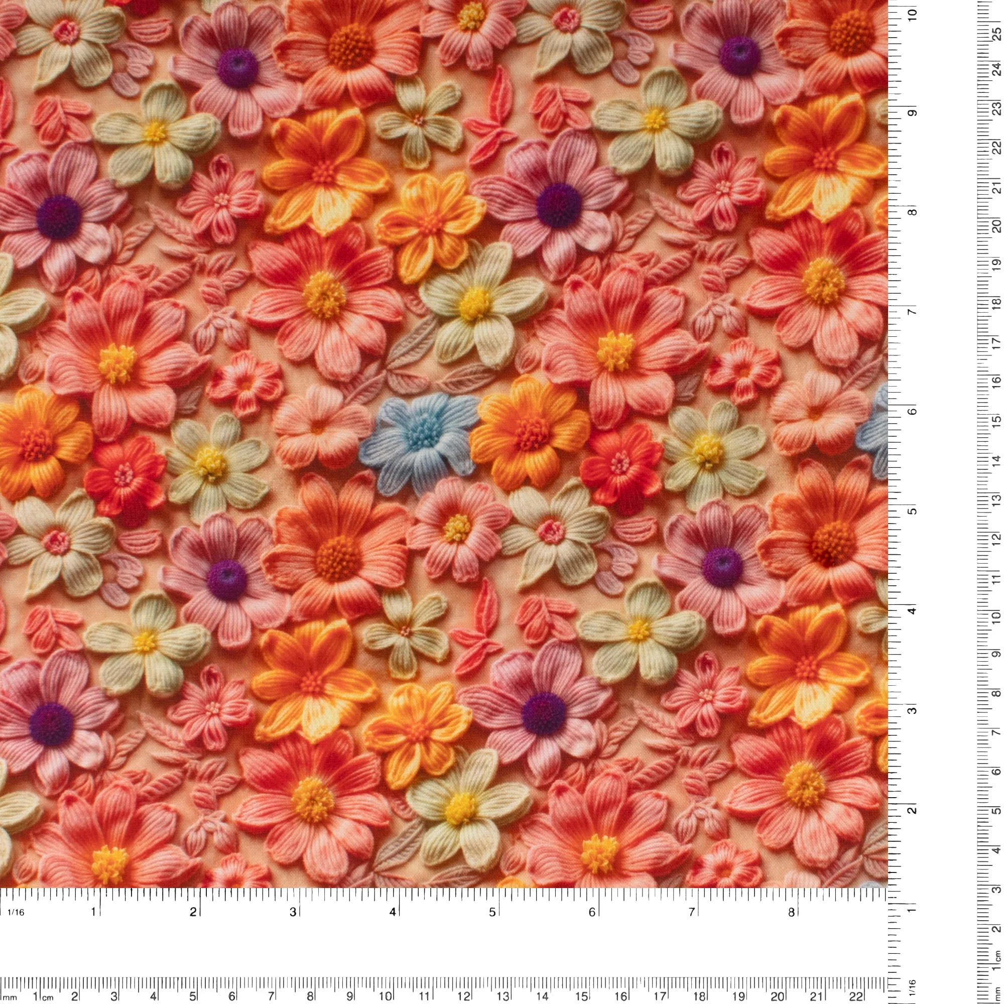 Printed Cotton - 3D Florals II - 003 - Pink - Image 3