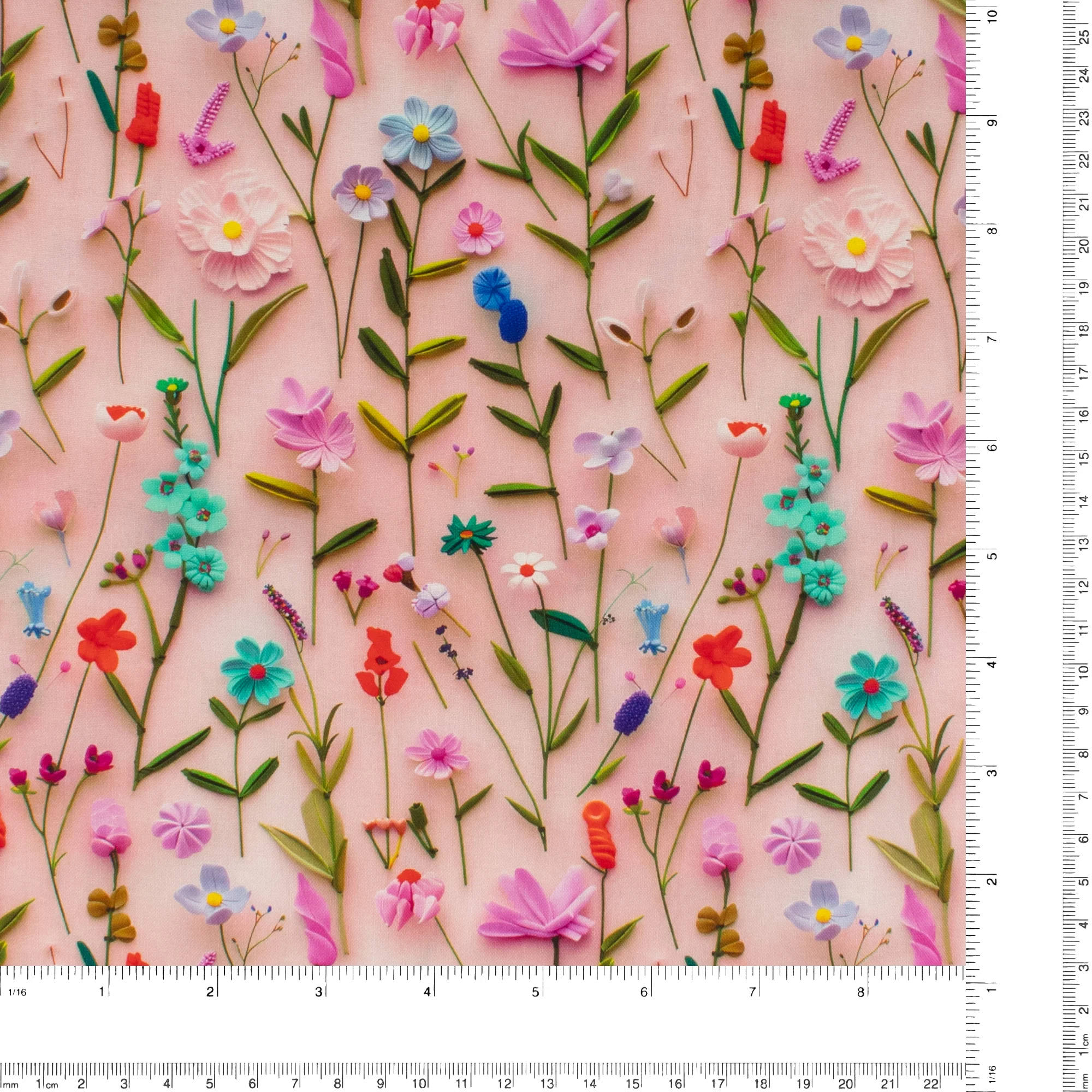 Printed Cotton - 3D Florals II - 004 - Soft Pink - Image 3
