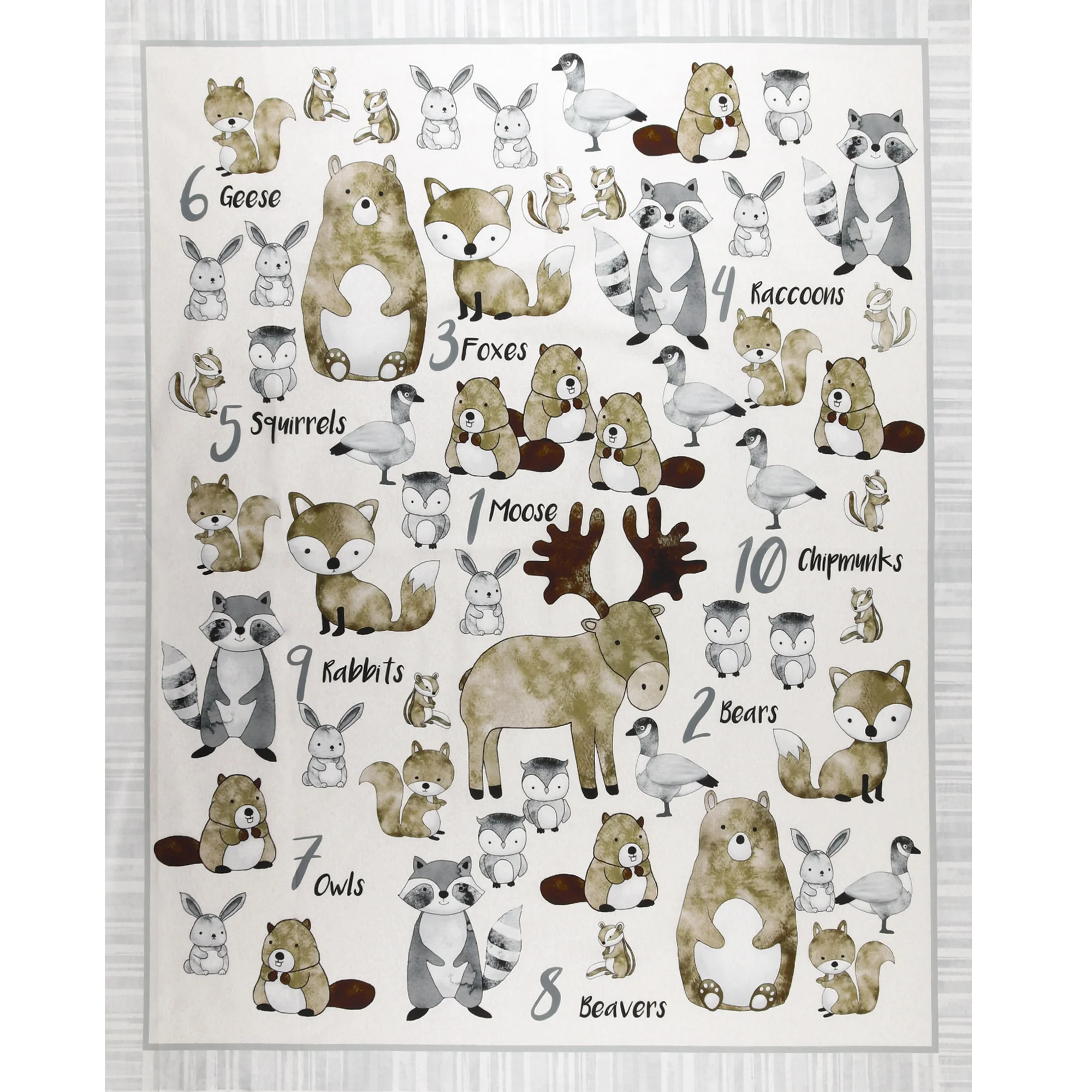 Printed Cotton Animal Panel - 001 - 36 x 44 in (91 x 112 cm) - Natural